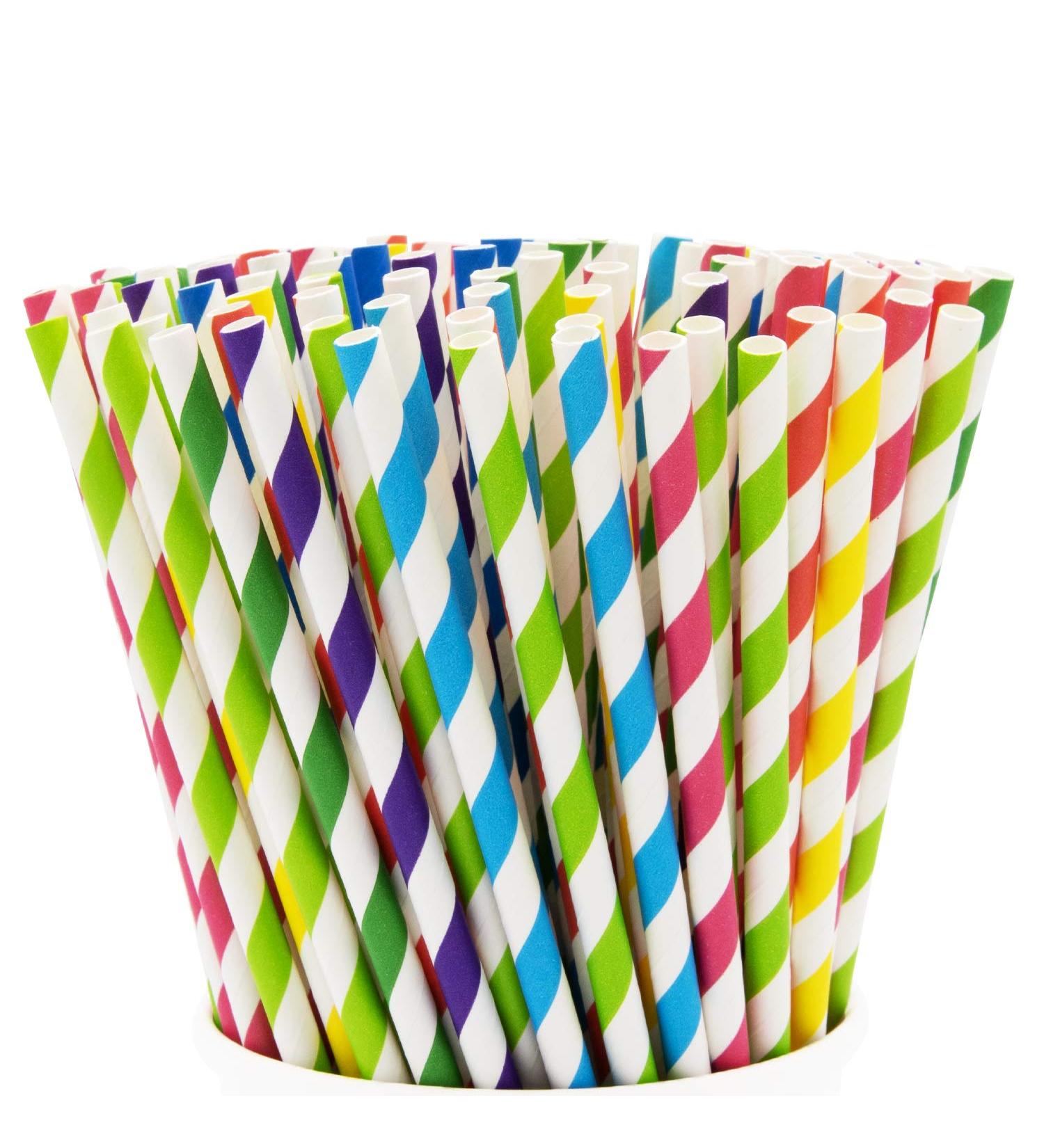 Paper Straws 100% Biodegradable Assorted Colors (Assorted Drinking Straws) - Buy Online on GoSupps.com