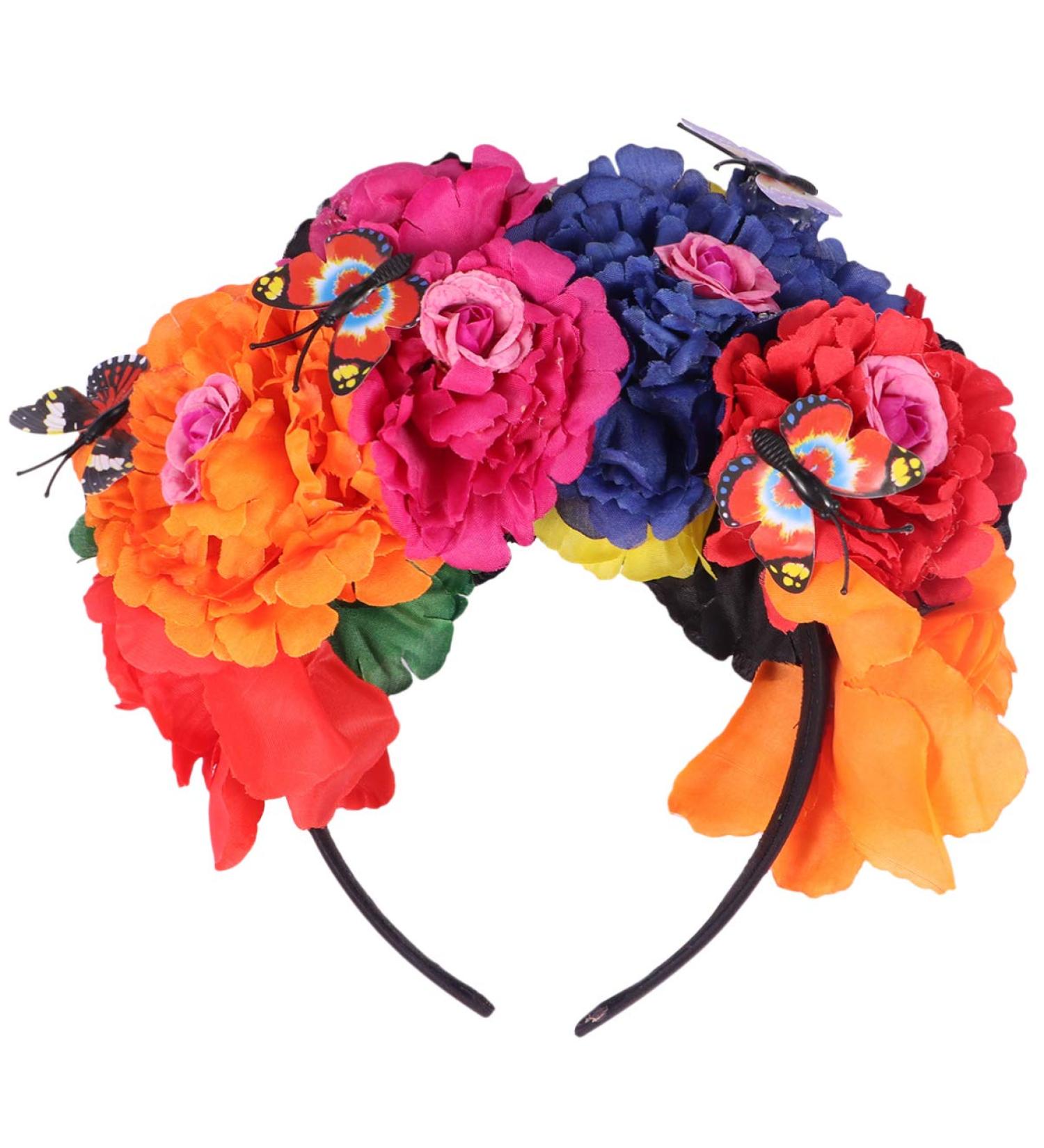 Lurrose Halloween Flower Headband - Day of the Dead Crown & Butterfly Hair Band for Women | Perfect Cosplay & Party Headdress - Buy Online on GoSupps.com