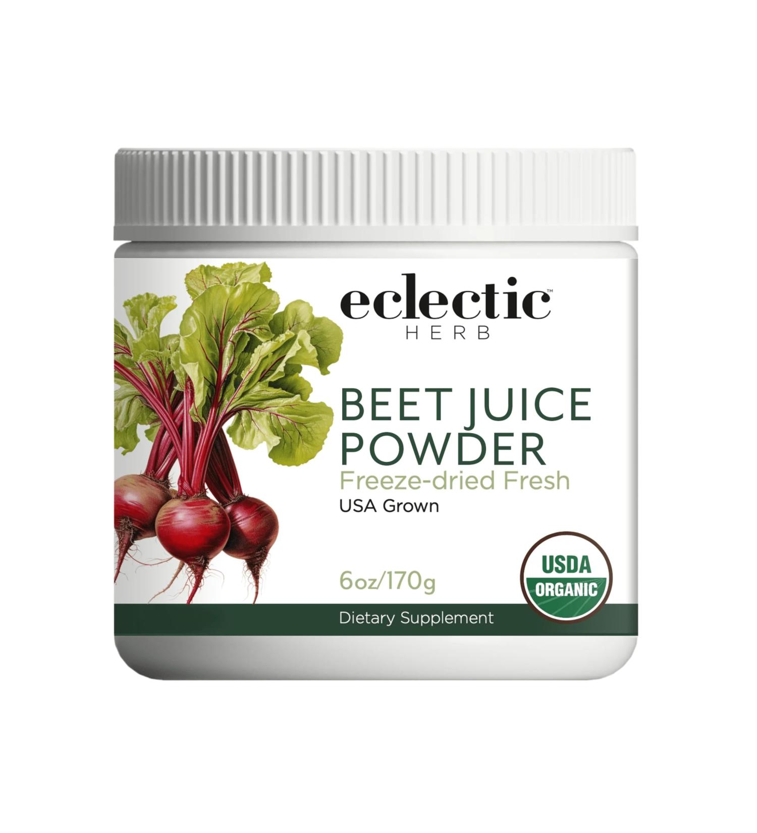 Eclectic Herb - Premium Beet Juice Powder | Natural Herbal Supplement | Cardiovascular Health Circulation & Blood Pressure Support | Organic Vegan Non-GMO Freeze-Dried (6 oz | 170 g) - Buy Online on GoSupps.com