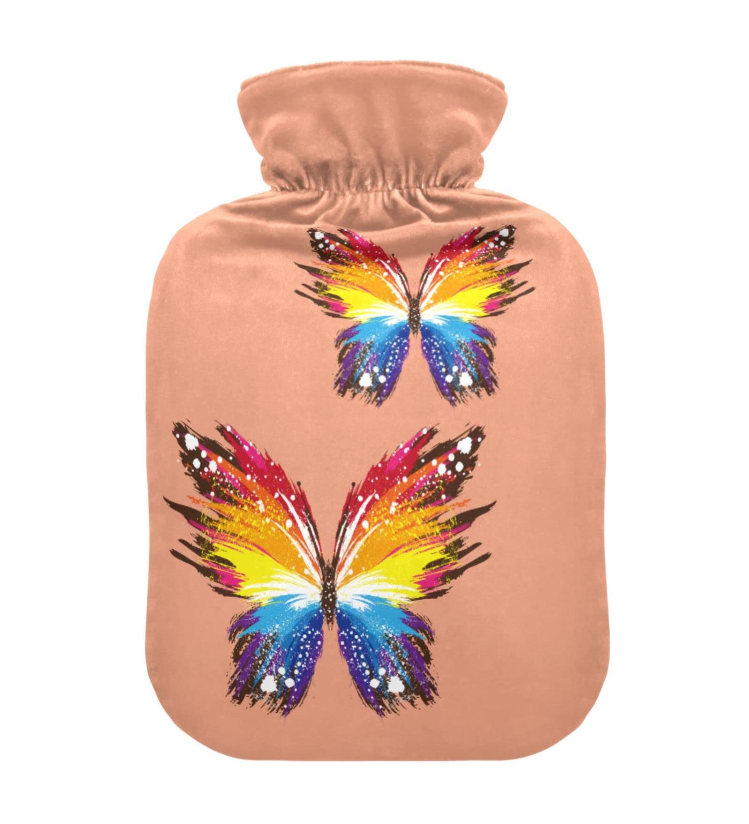 Durable 1L Heat Bottle with Cover | Grunge Rainbow Butterfly Design | Pain Relief for Hands Feet Shoulders & Neck | Ideal Heat Therapy & Cramps Solution - Buy Online on GoSupps.com