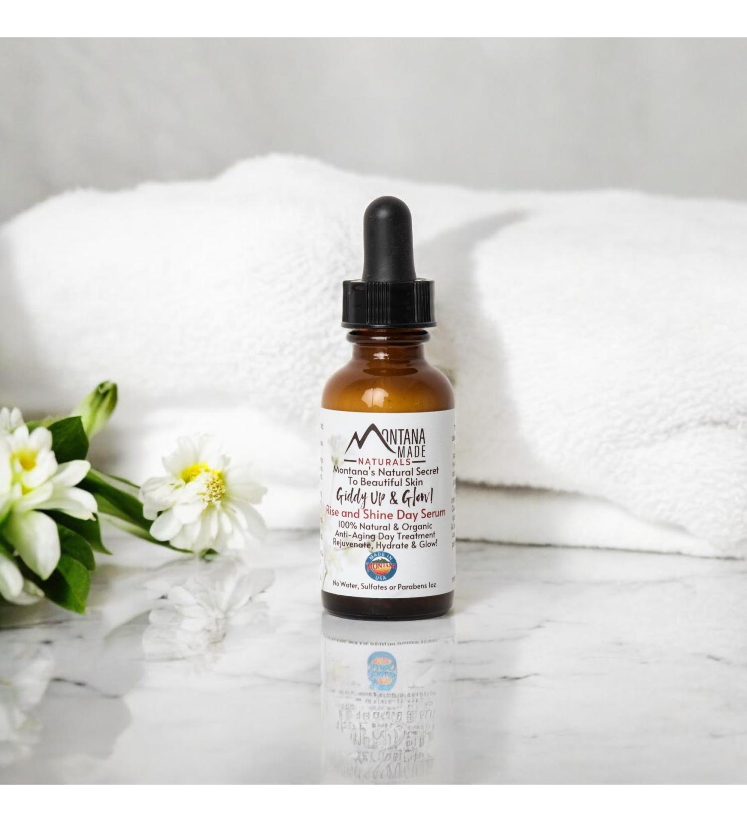 Rise and Shine Day Face Serum - All Natural Anti-Aging Serum with Hyaluronic Acid for Mature Skin - 1oz - Buy Online on GoSupps.com