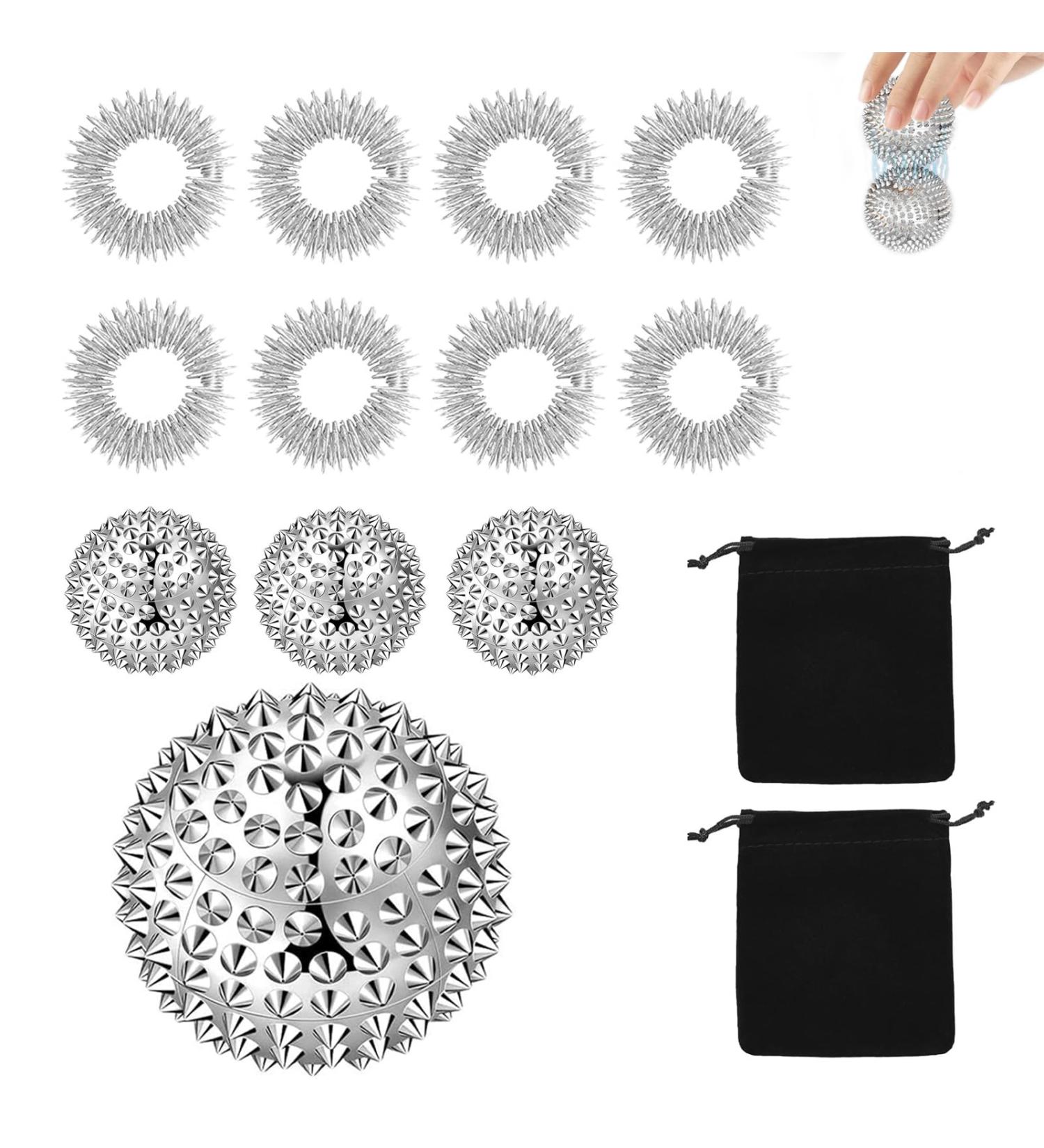 Buy Hedgehog Balls & Acupressure Rings - Stress Relief Set for Adults | International Shipping - Buy Online on GoSupps.com