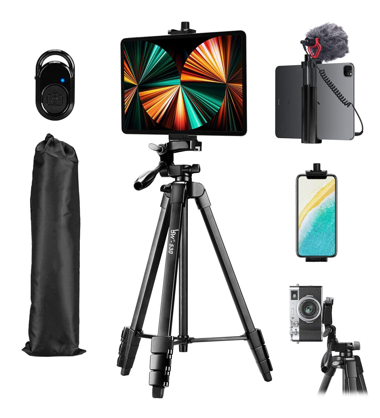 Lusweimi 60-Inch Camera Tripod for iPad Pro, iPhone & Tablet | iPad Pro 12.9 Compatible | Wireless Remote & Bag | Ideal for Vlog, Video & Photography - Buy Online on GoSupps.com