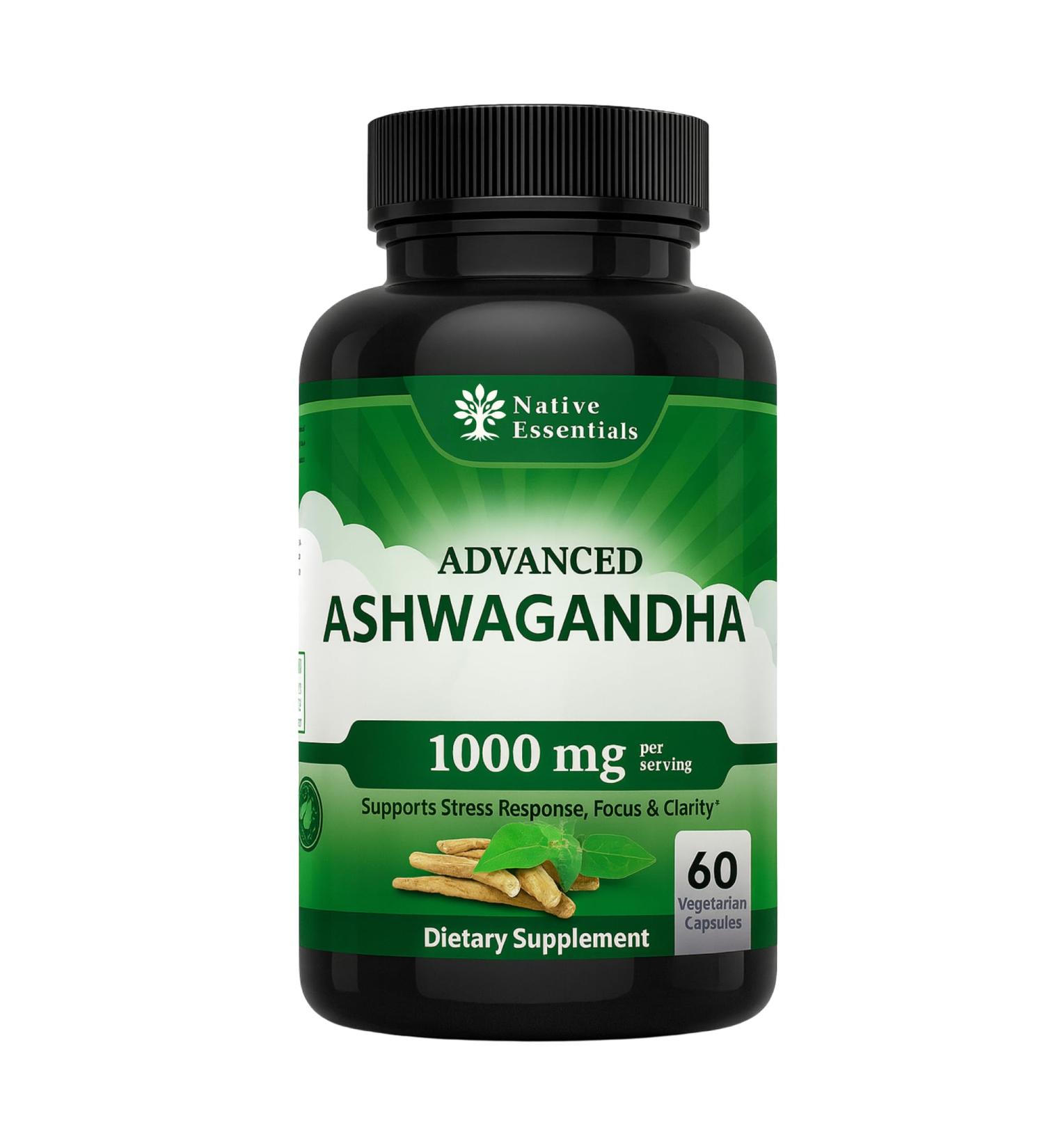 Native Essentials Ashwagandha 1000mg - Balance Energy Focus Support - Buy Online on GoSupps.com