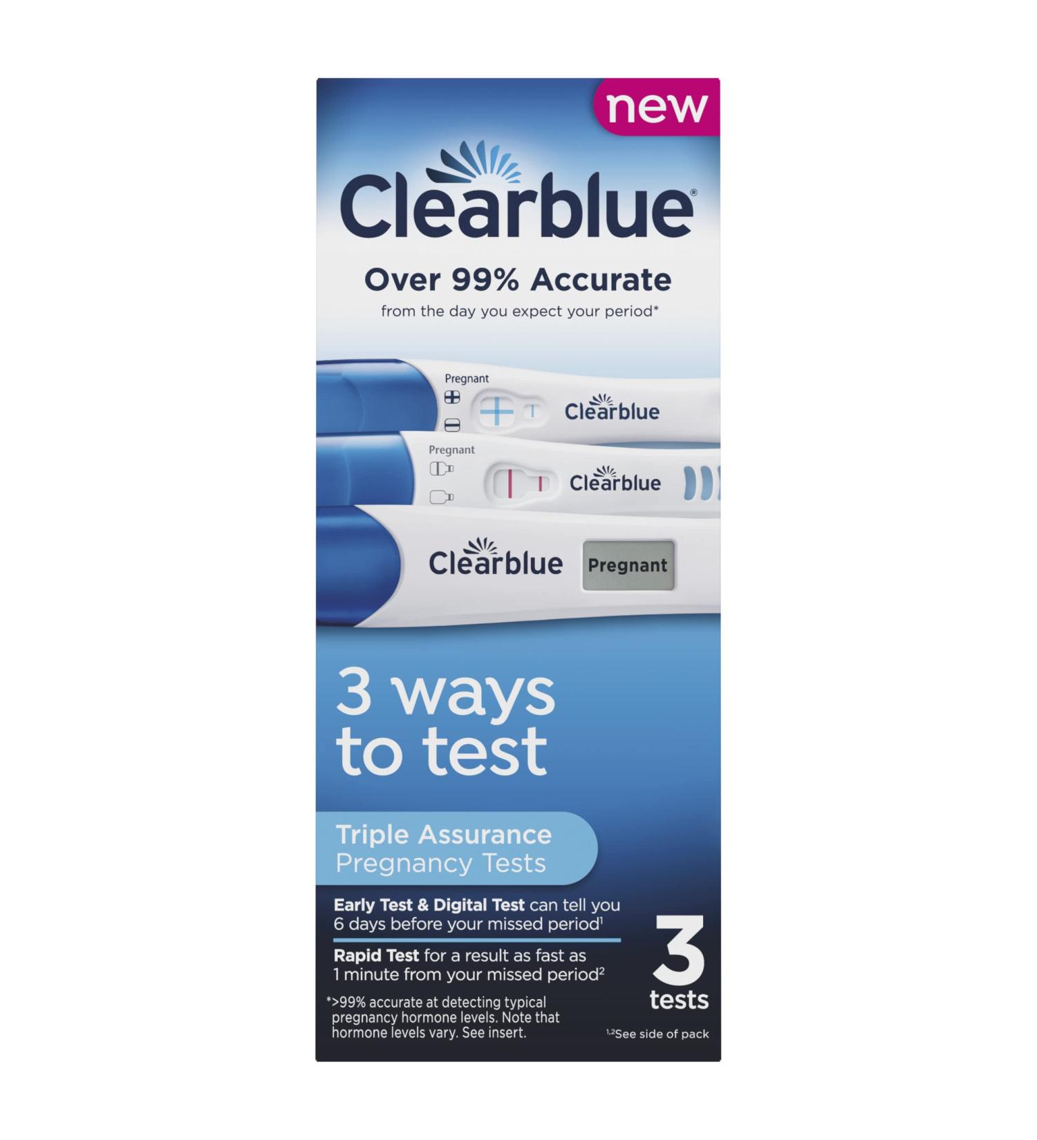 Clearblue Triple Assurance Pregnancy Test Kit - 3 Home Pregnancy Tests in 1 - 3 Ct - Buy Online on GoSupps.com