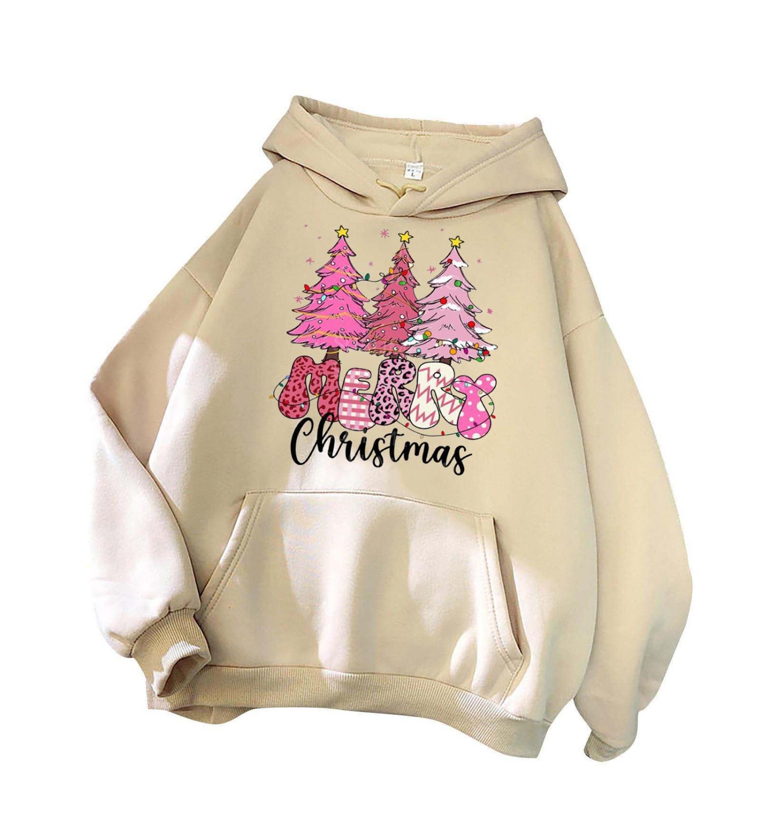 Yihaojia Christmas Graphic Hoodies for Women Cute Graphic Football Hooded Sweatshirt Long Sleeve Pullover Holiday Tops Khaki#11 Large - Buy Online on GoSupps.com