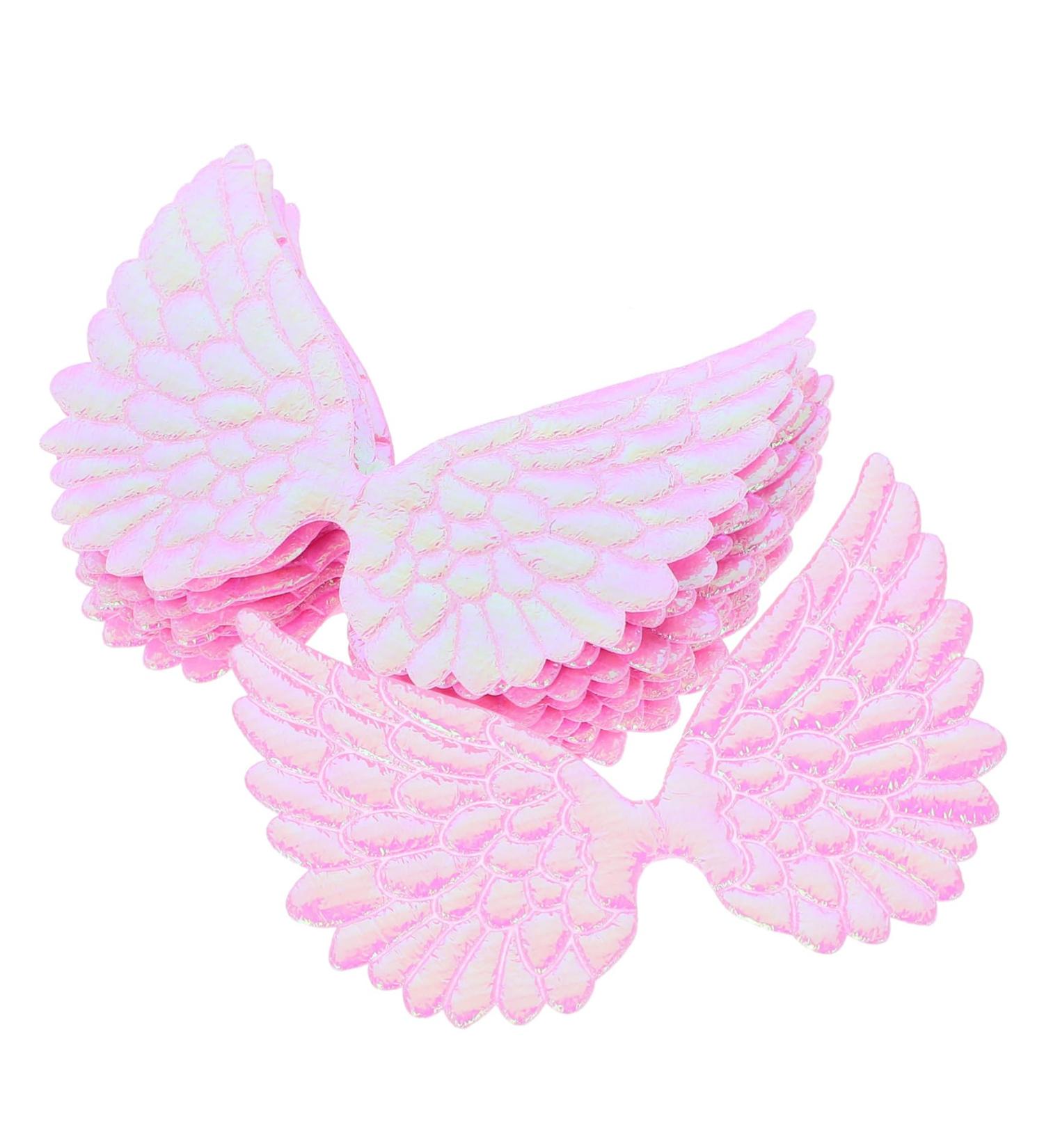 Operitacx 12pcs Miniature Angels Wings Shiny Angel Wing Jeans Embroidered Crown 3d Cloth Pink Heart-shaped Pink 9.00X6.00X0.10CM - Buy Online on GoSupps.com