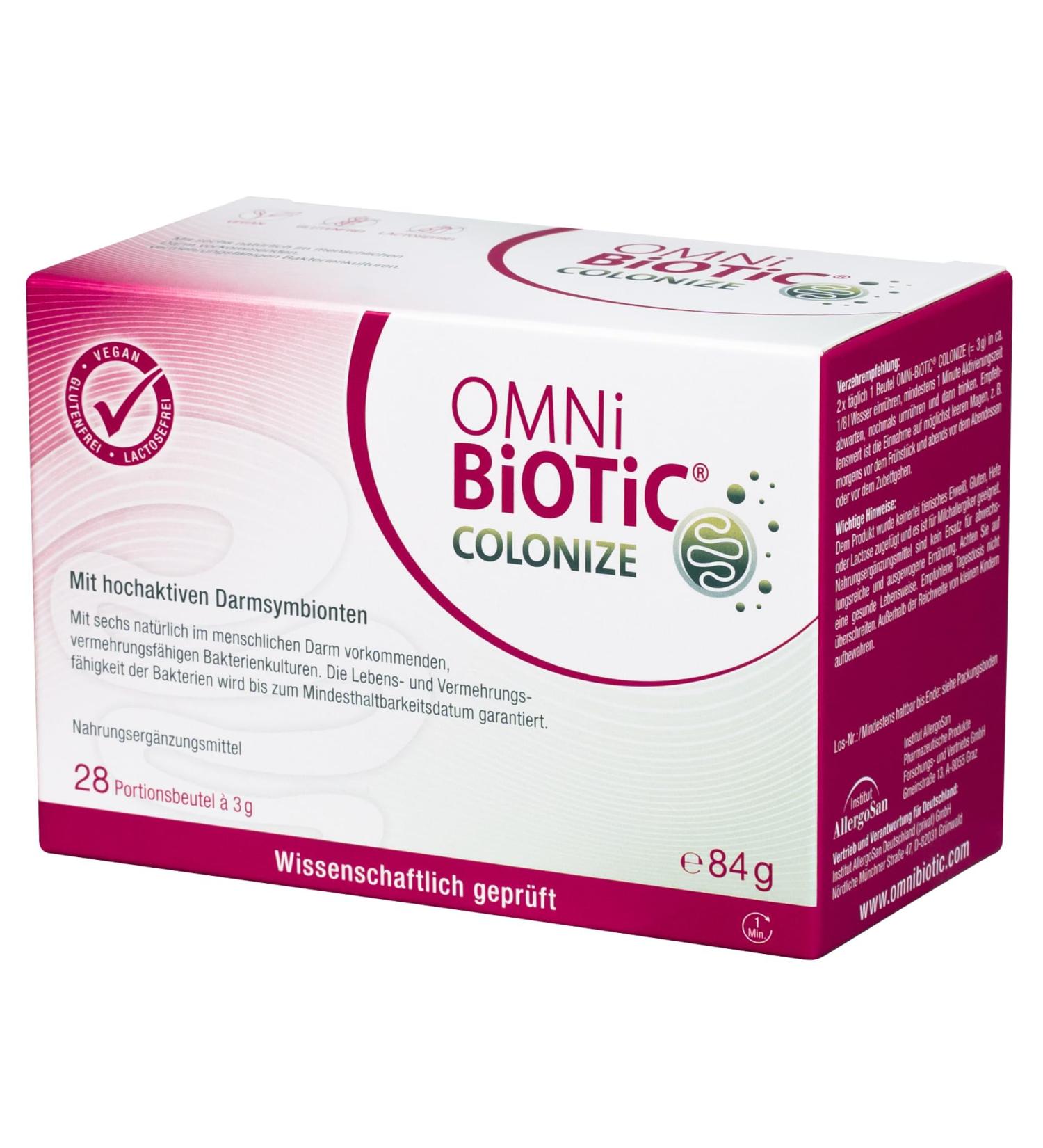 Omni Biotic Colonize - 28 Portions of Vegan Probiotic Powder | 6 Strains & 18 Billion Gut Bacteria | Daily Intestinal Flora Support - Buy Online on GoSupps.com