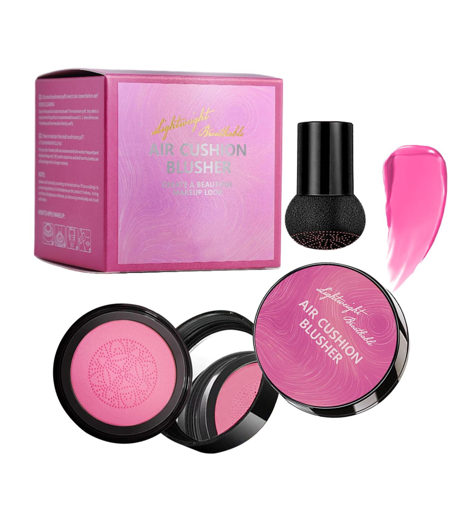 Blush MakeUp Natural Blush With Mirror & Mushroom Applicator Natural Shine with Mushroom Applicator and Silky Cheek Tint for Beginners - Buy Online on GoSupps.com