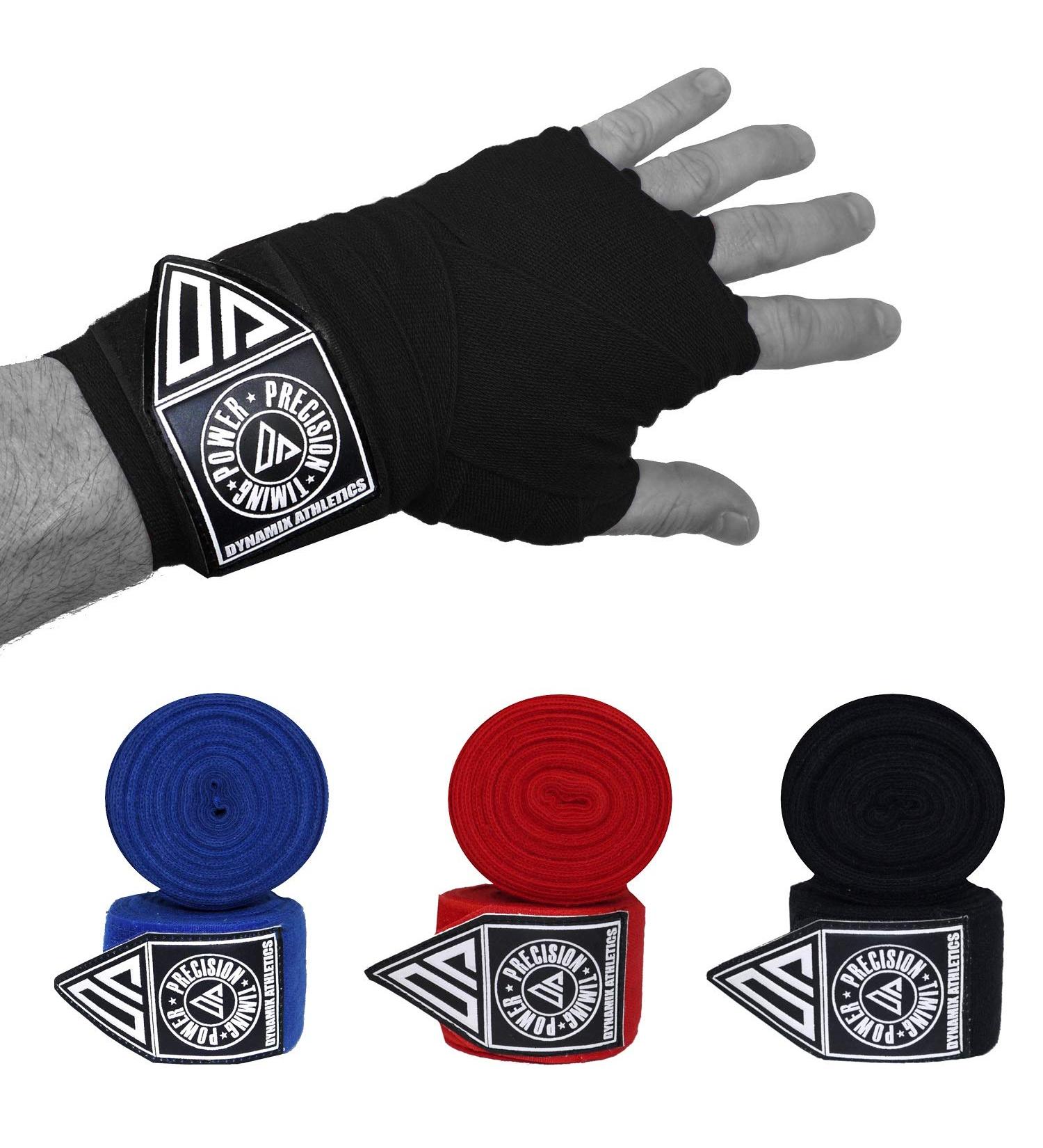Dynamix Athletics Boxing Bands - 5.00m Elastic Bandages for MMA & Muay Thai - Extra Long with Thumb Loop & Velcro - Blue - Buy Online on GoSupps.com