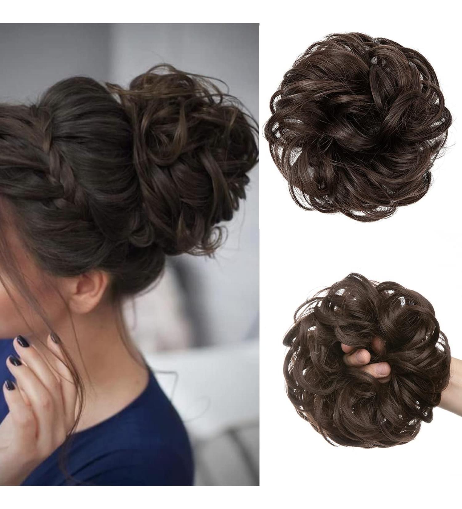 JJStar Large Dark Brown Hair Part with Rubber Band | Hair Ties for Updos & Messy Buns - Perfect for Women & Girls - Buy Online on GoSupps.com