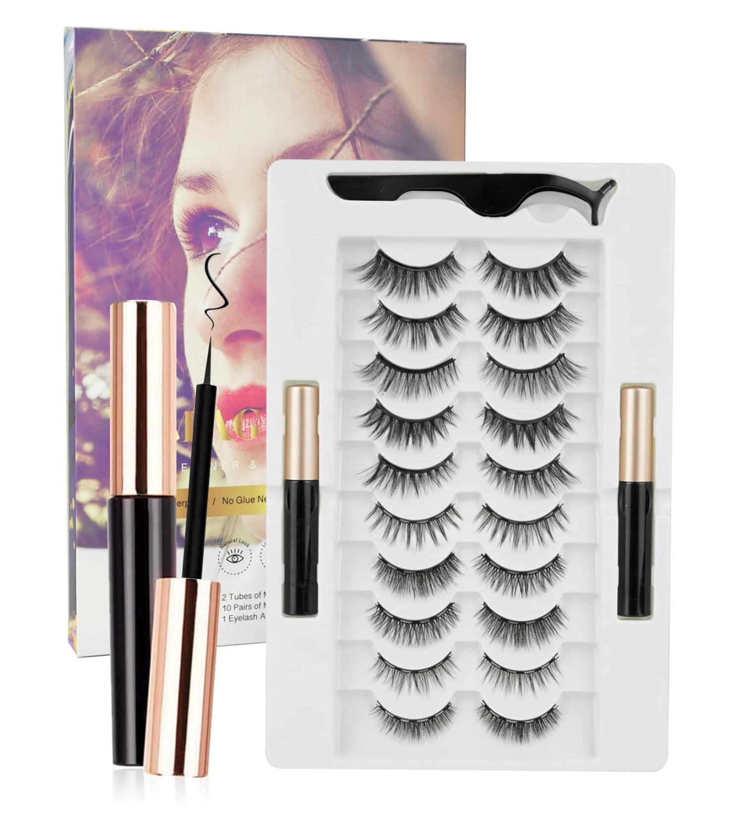 Rantizon Magnetic Eyelashes with Eyeliner - 10 Pairs Reusable, No Glue Needed - Buy Online on GoSupps.com