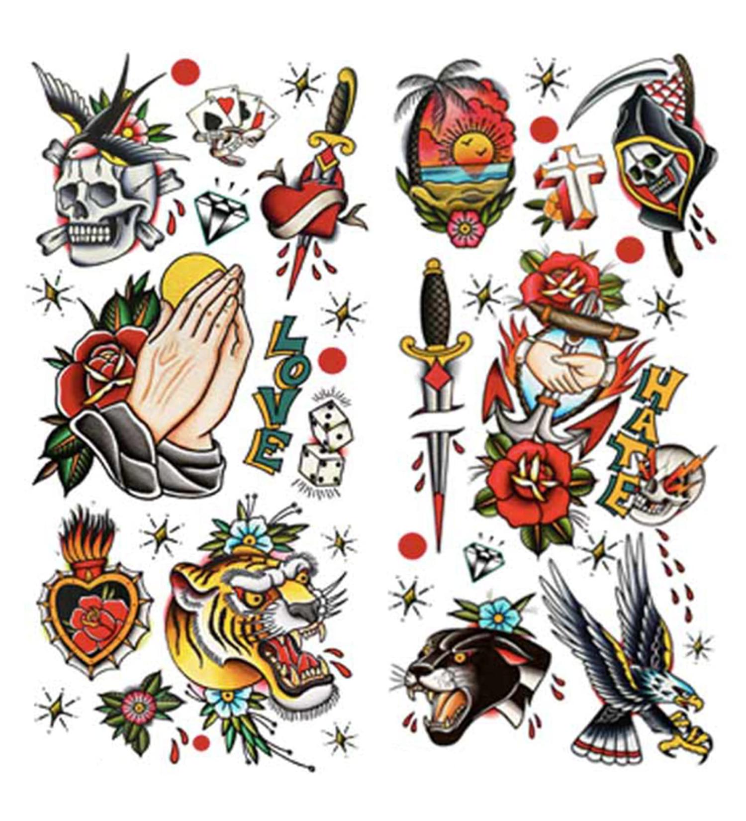 PUSNMI 120 260mm Classic Sailor Jerry Temporary Tattoo - Cool Skull Design for Halloween & Club - Long Lasting Body Art for Men and Women - Buy Online on GoSupps.com