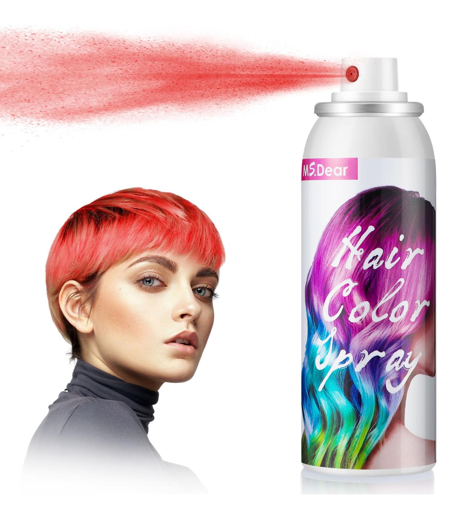 ONE-TIME USE Red Temporary Hair Color Spray for Crazy Hair Day Christmas Party Cosplay - 1-Day Washable Spray-On 100ML - Buy Online on GoSupps.com