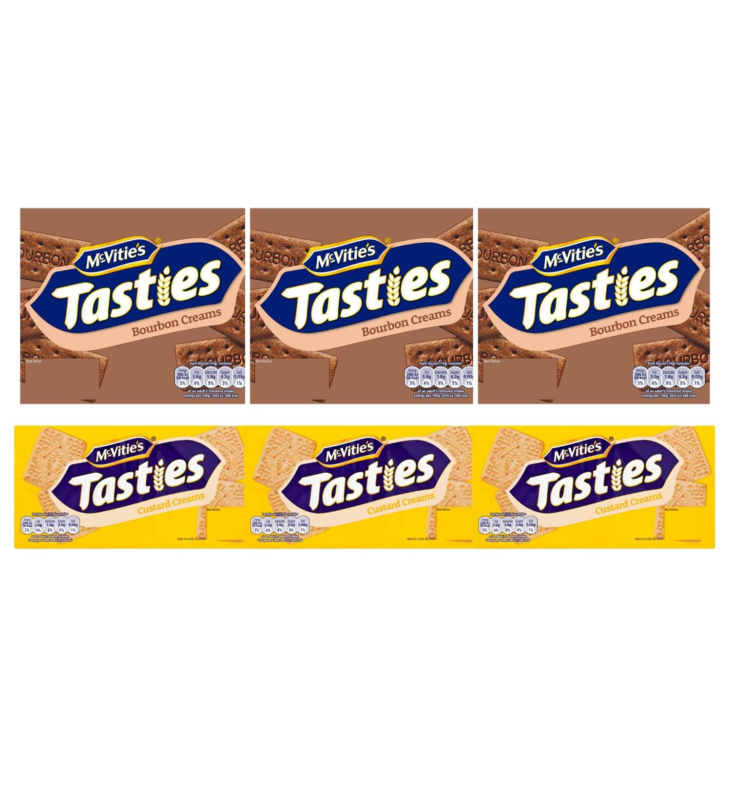 Giftoluxe McVities Biscuits Selection Tasties Bourbon Cream (3 x 300 g) and Tasties Custard (3 x 300 g) - Buy Online on GoSupps.com