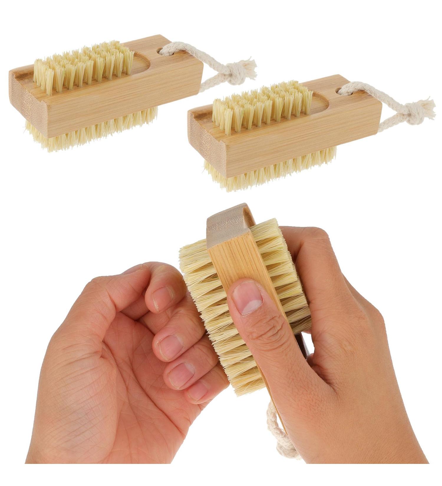 Amaxiu Wooden Nail Brush 2PCS - Double Sided Scrub Brush for Fingernail Cleaning - Buy Online on GoSupps.com