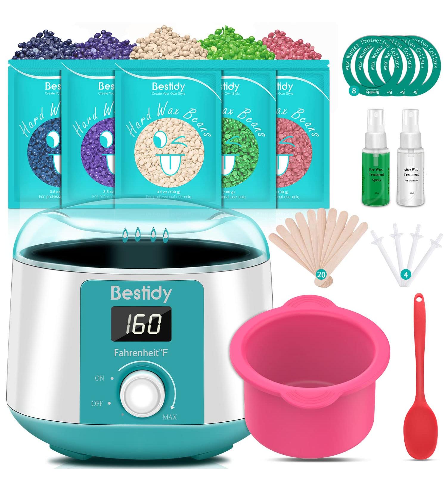 Bestidy Home Waxing Kit for Women and Men - 5 Pack Hard Wax Beads Hair Removal Set for Brazilian Body, Underarm, Bikini, Chest, Legs, Face & Eyebrow - White - Buy Online on GoSupps.com