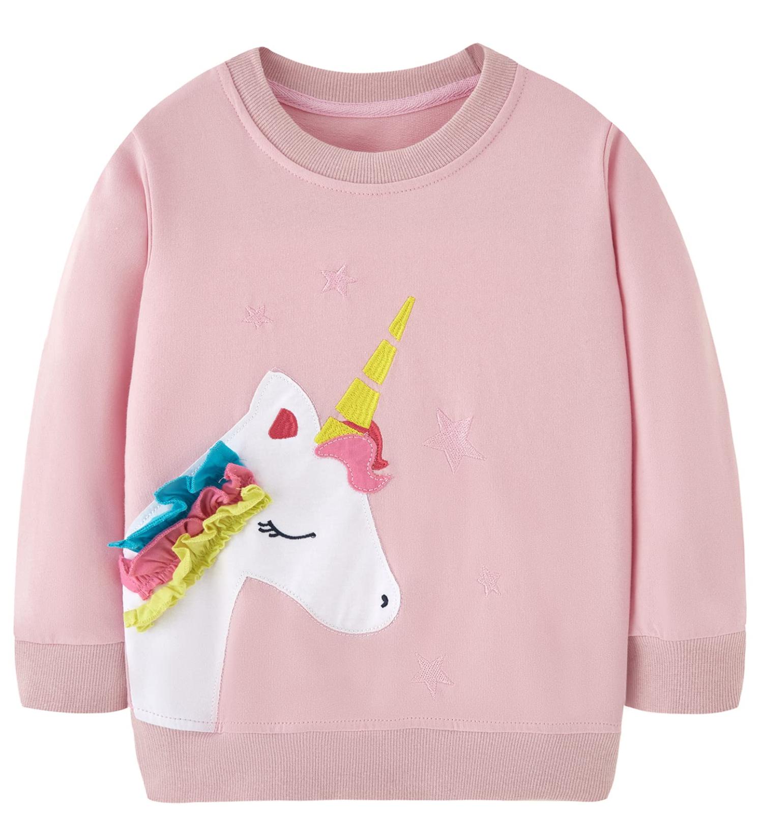 Girls Unicorn Sweatshirt | Cotton Casual Jumper for Girls Age 1-12 | Long Sleeve Pullover for Toddler Girls | Size 9-10 Years - Buy Online on GoSupps.com