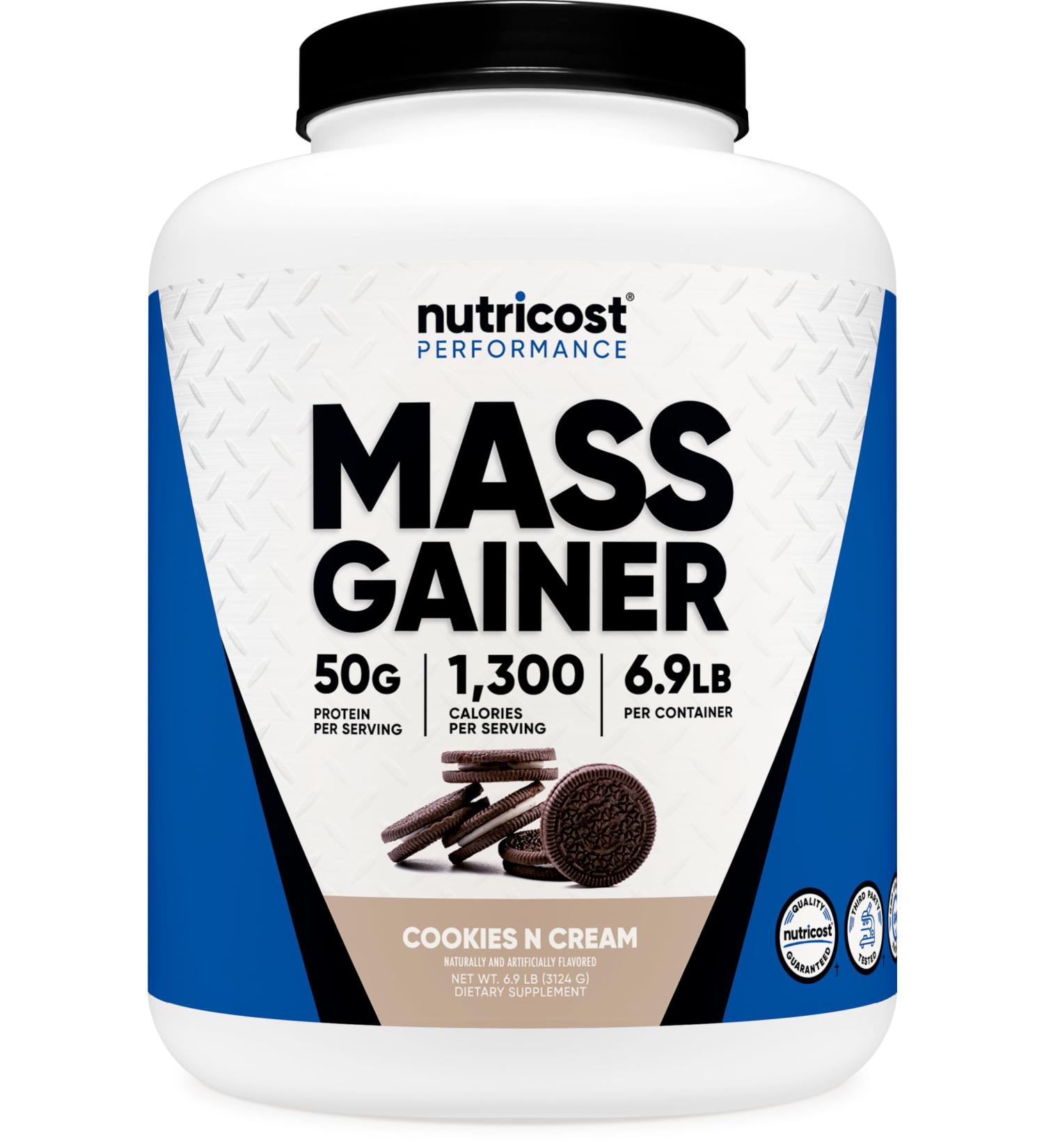Nutricost Mass Gainer Cookies N Cream - 6.9 LBS 50g Protein/Serving Non-GMO International Shipping Available - Buy Online on GoSupps.com