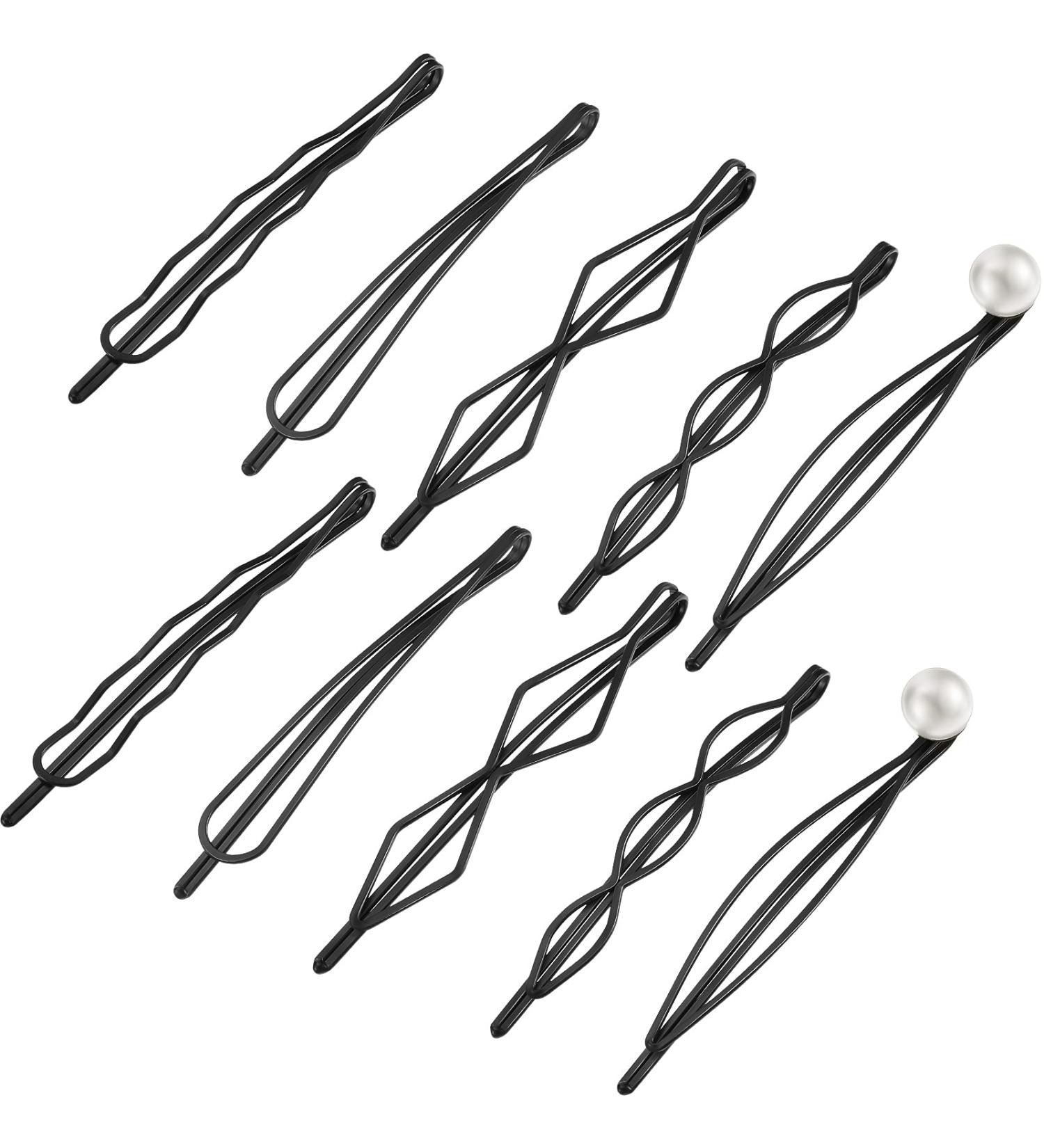10 Black Geometric Bobby Pins - Minimalist Hair Clips for Women & Girls - Wedding Accessories - Buy Online on GoSupps.com