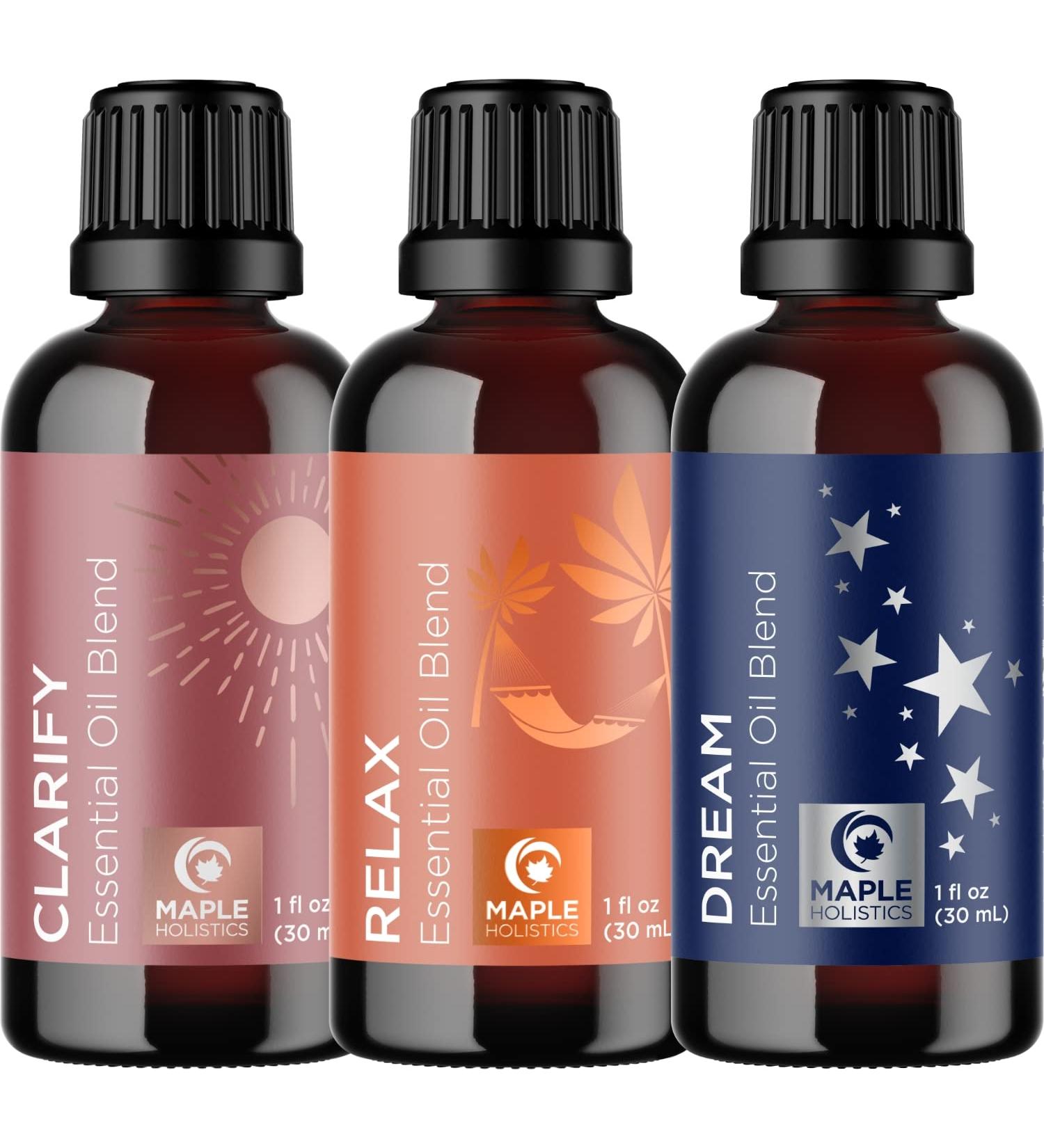 Relaxing Essential Oil Blends for Diffuser - Relax Dream and Clarify Essential Oils for Diffusers Aromatherapy and Sleep Time Relaxation with Lavender Oil - Buy Online on GoSupps.com