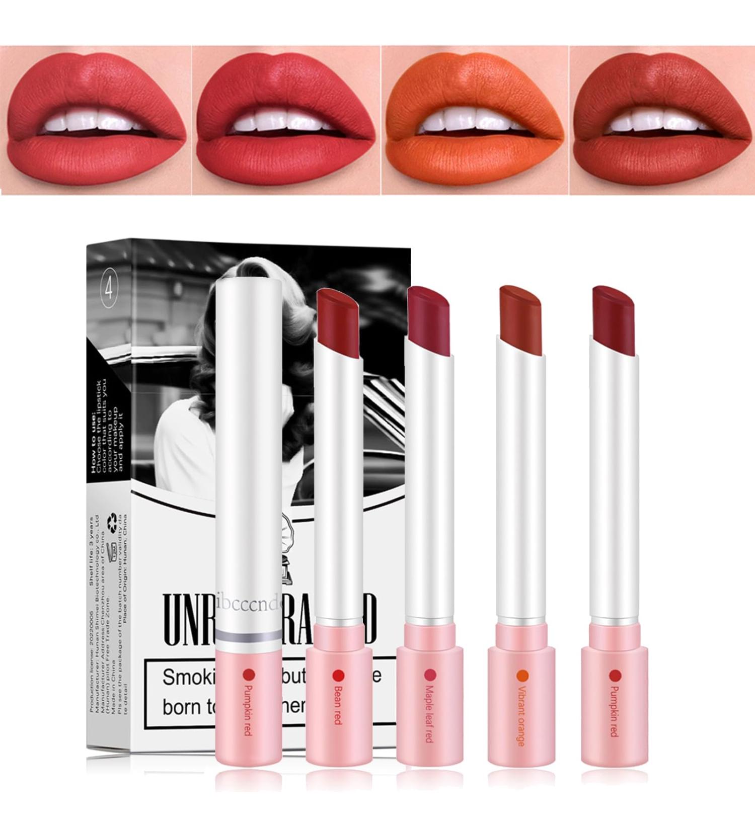 Charm Kiss New Lipstick Set - 4 Colors Matte Lip Tint Stain | Long Lasting 24-Hour Waterproof Velvet Lipstick - Buy Online on GoSupps.com