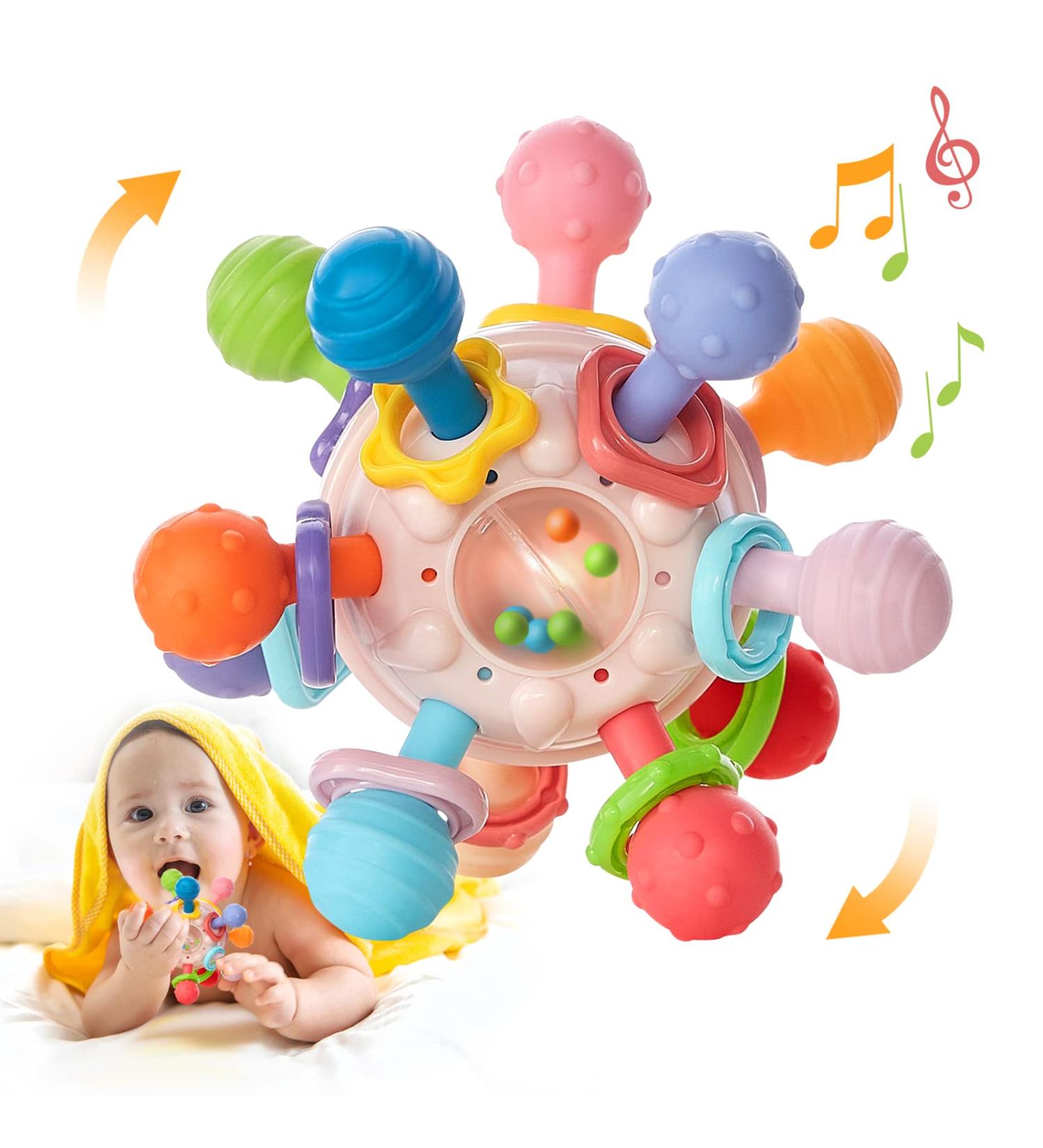 Sensory Teething Toys for Babies 0-12 Months | Baby Teething Ball Rattle Infant Toy for Boys & Girls - Buy Online on GoSupps.com
