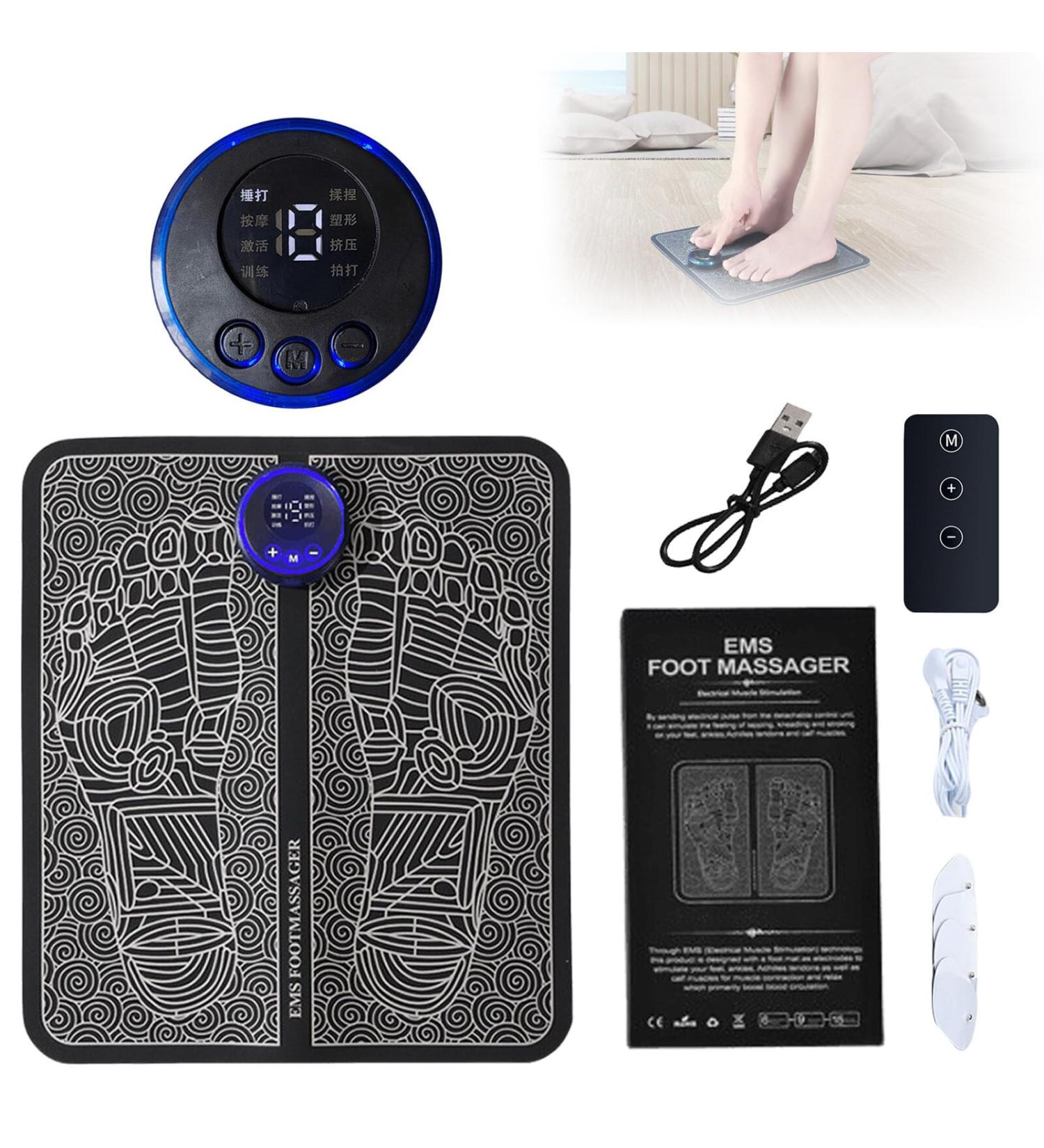 Buy EMS Foot Massage Device - Foldable Intelligent Mat with 8 Modes & 19 Frequencies | Portable USB for Pain Relief & Blood Circulation - Buy Online on GoSupps.com