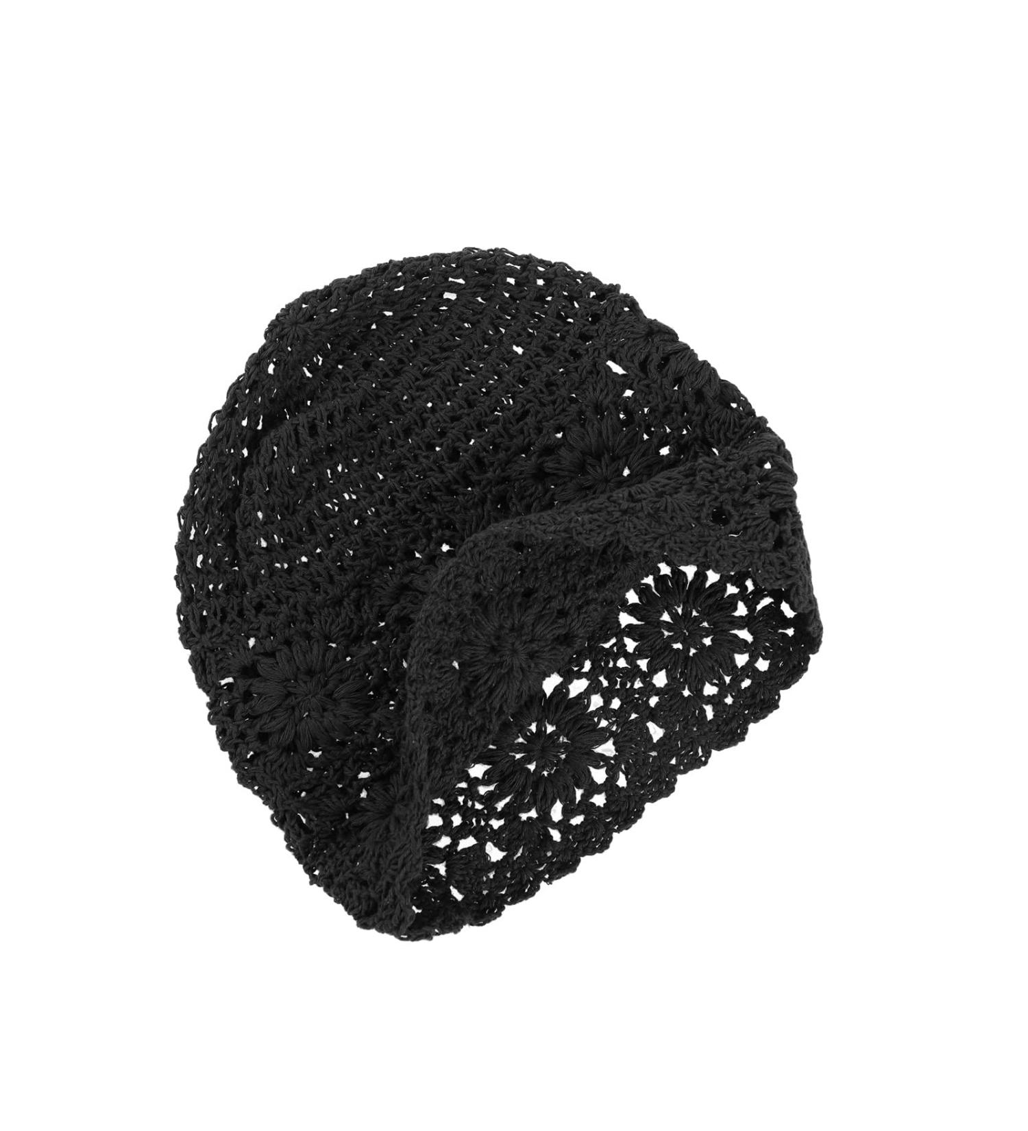 Shop Vgol Handmade Women s Cotton Knitted Beanie Hat - Vintage Flower Crochet Slouchy Skull Cap (52-58 cm) - Perfect for Spring Summer & Autumn - Black Outlet - Buy Online on GoSupps.com