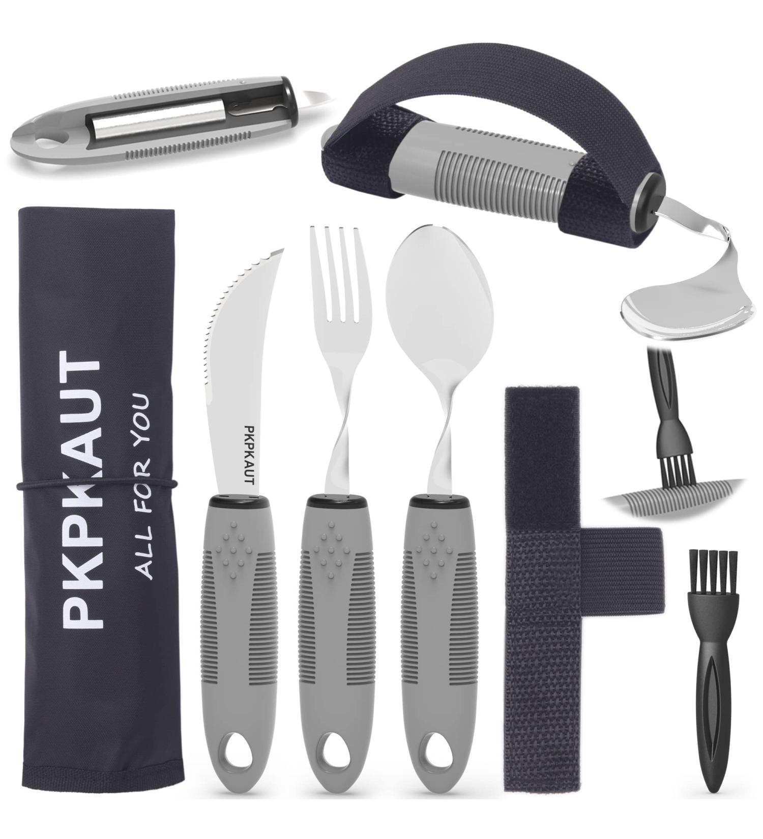 KPKAUT Weighted Parkinsons Utensils - 6-Piece Set for Hand Tremors, Arthritic Hands, and Elderly - Adaptive Eating Silverware for Parkinsons Patients and Disabled Adults - Buy Online on GoSupps.com