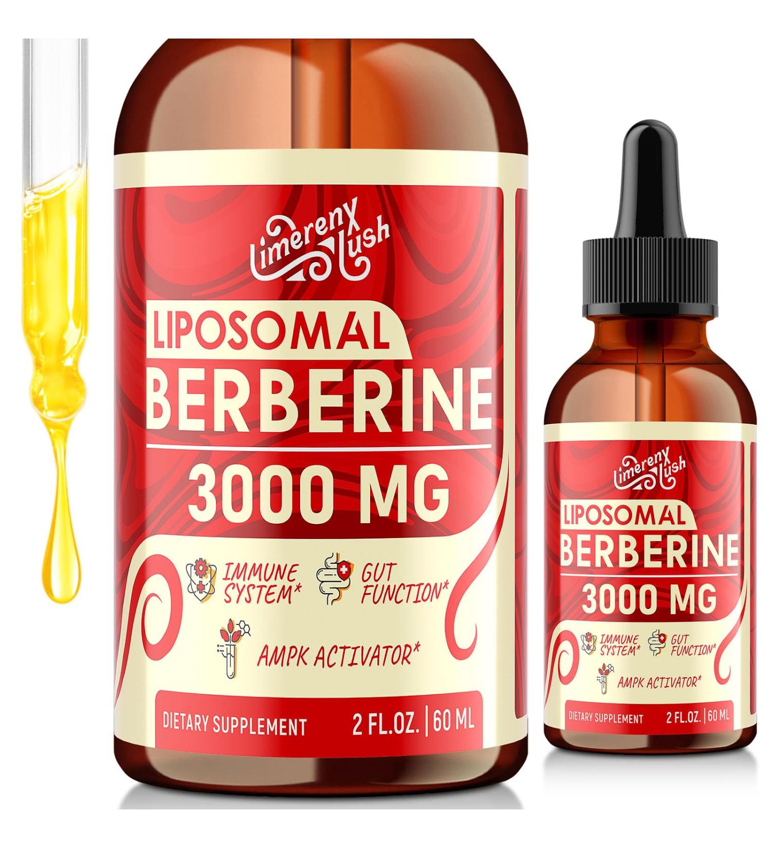 Liposomal Berberine Supplement - 3000mg Berberine Complex Activating AMPK & GLP-1 Berberine HCL Liquid Drop with Ceylon Cinnamon Green Tea Bitter Melon Turmeric and Prebiotic Blend for Women & Men 2 Fl Oz (Pack of 1) - Buy Online on GoSupps.com