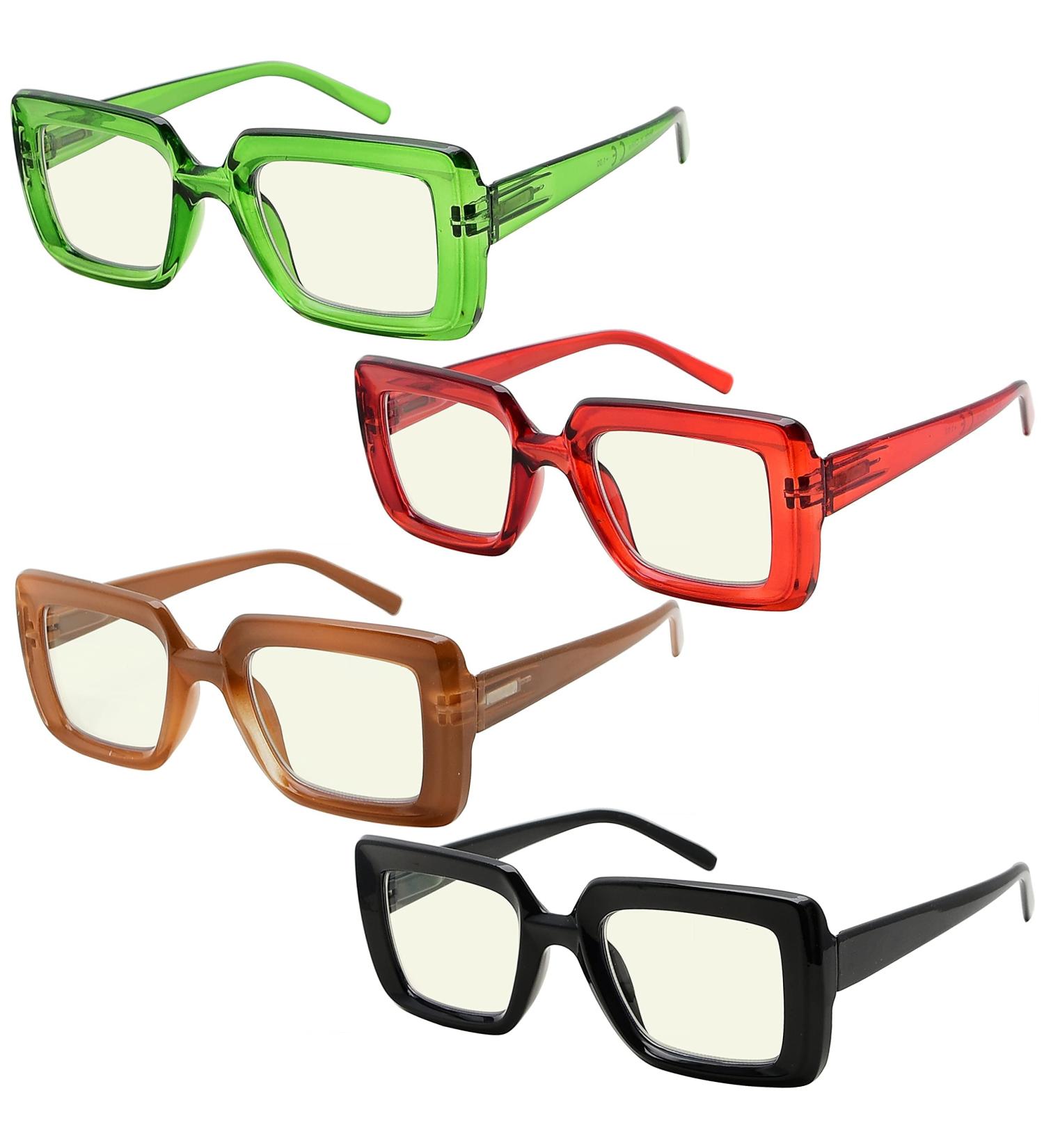 Eyekeper 4 Pack Blue Light Blocking Reading Glasses for Women - Square Computer Readers 1.25x - Buy Online on GoSupps.com