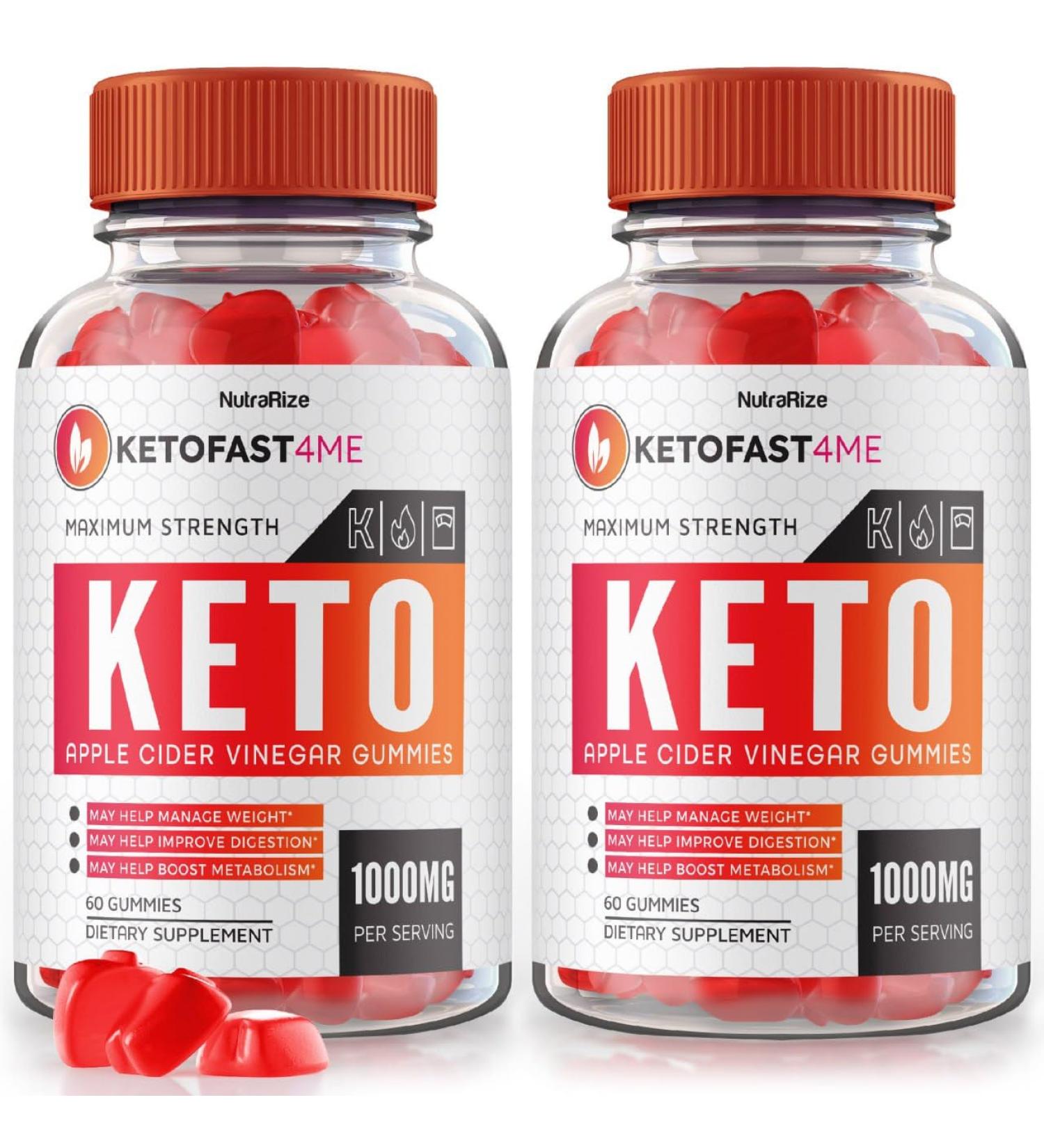 KetoFast4ME ACV Gummies (2 Pack) - Advanced Weight Loss Keto + ACV Maximum Strength Supplement | Keto Fast4ME Gummy Reviews (120 Gummies - Buy Online on GoSupps.com