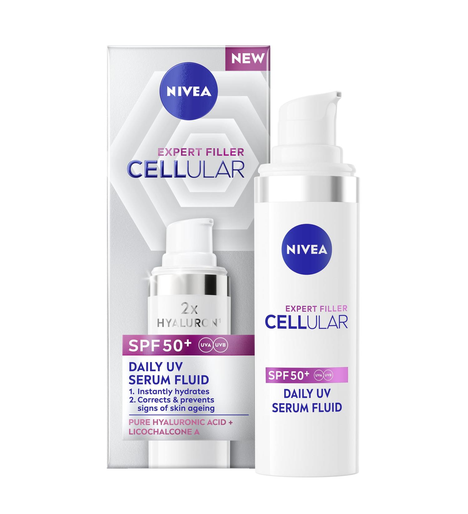NIVEA Cellular Expert Filler Daily Serum Fluid 30 ml Anti-Age Hyaluronic Face Serum for Smoother Radiant Skin Lightweight Hydration & Visible Wrinkle Reduction