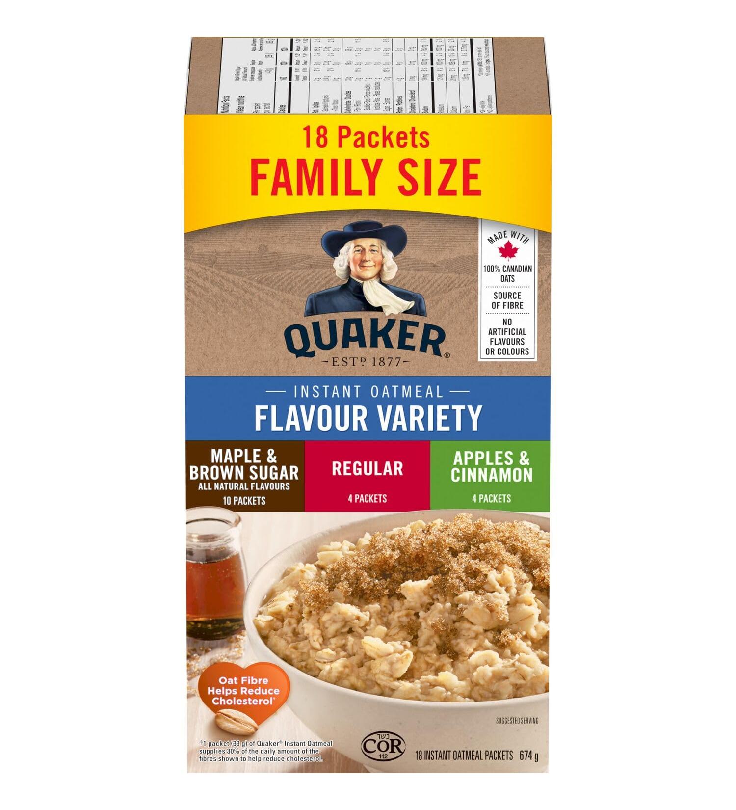 Quaker Instant Oatmeal Variety Pack 18 Packets 674g 3 Flavour Variety 504 g (Pack of 1) - Buy Online on GoSupps.com