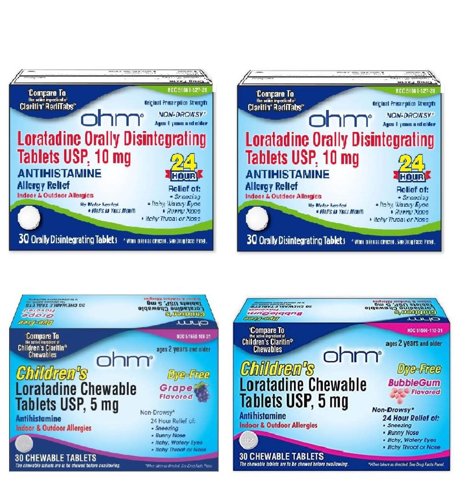 Ohm Ultimate Family Allergy Relief Bundle 2 Adult Loratadine Tablets + 2 Children s Loratadine Chewables (Grape & Bubblegum) 24-Hour Non-Drowsy Antihistamine Pack - Buy Online on GoSupps.com