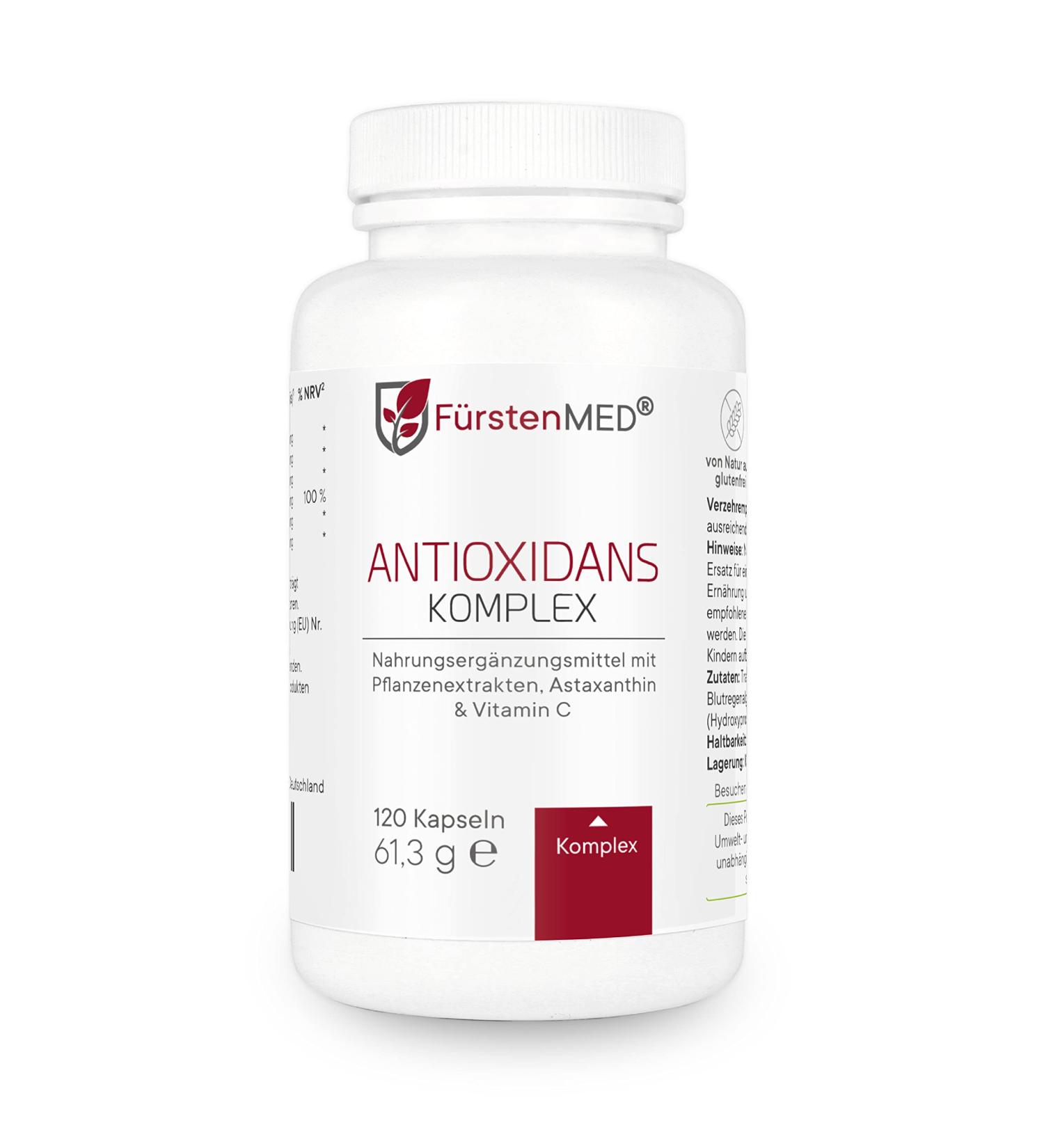 F rstenMED Antioxidant Complex - Astaxanthin OPC & Vitamin C 120 Vegan Capsules High Dose No Additives - International Shipping Available - Buy Online on GoSupps.com