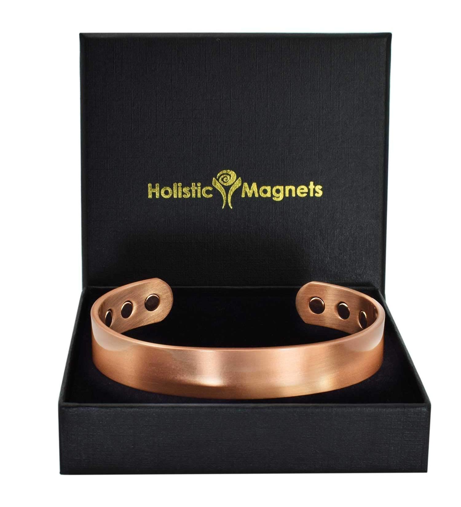 XL Wide Copper Magnetic Bracelet Men Pure Copper Bangle Cuff Holistic Magnetic Band with 6 Strong Neodymium Magnets Adjustable-CB (XL: Wrist 22-24cm/8.6-9.5") - Buy Online on GoSupps.com