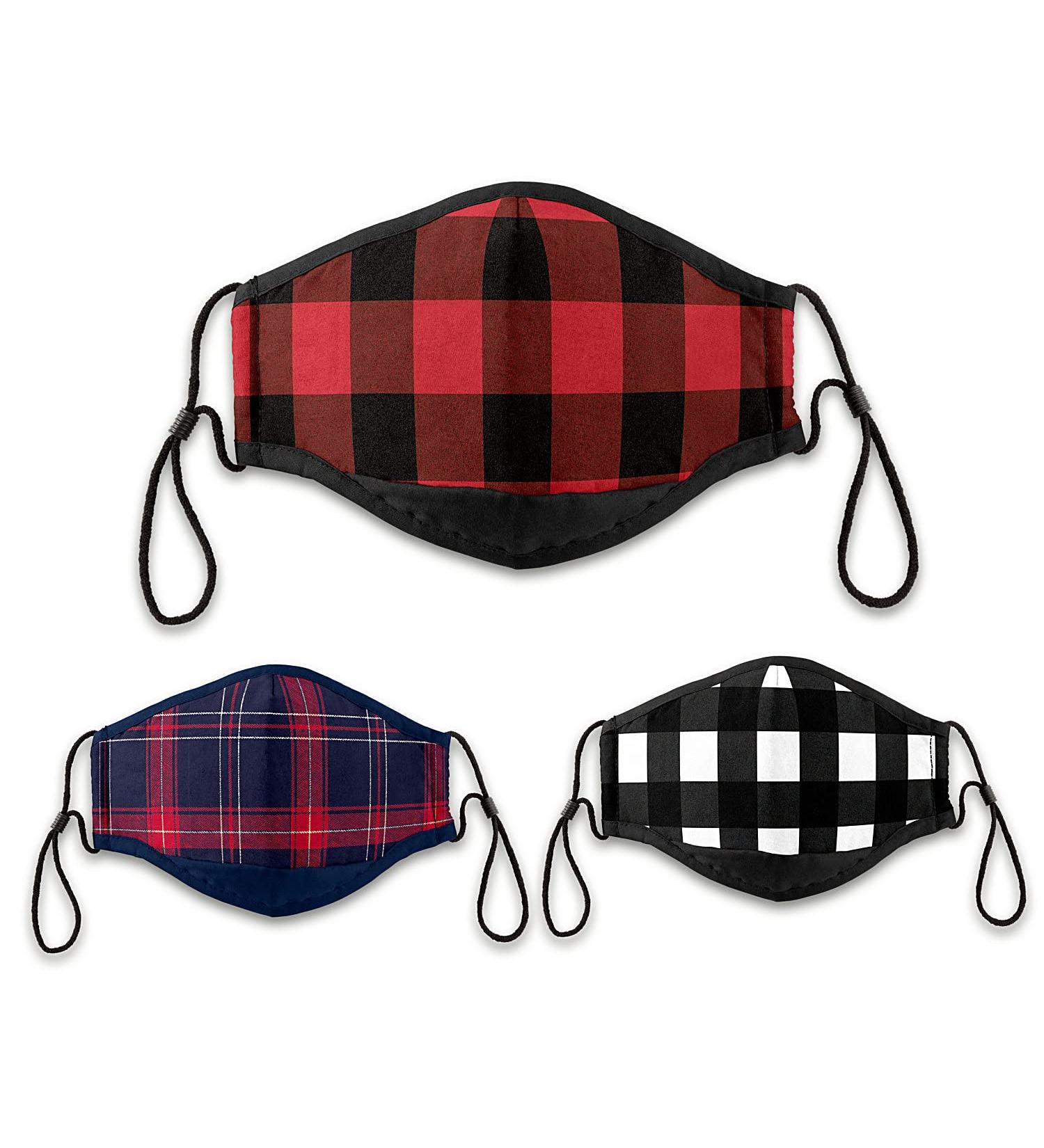 Buffalo Plaid Adjustable Face Mask Set with an Inside Pocket That Fits A PM 2.5 Activated Carbon Filter - Buy Online on GoSupps.com