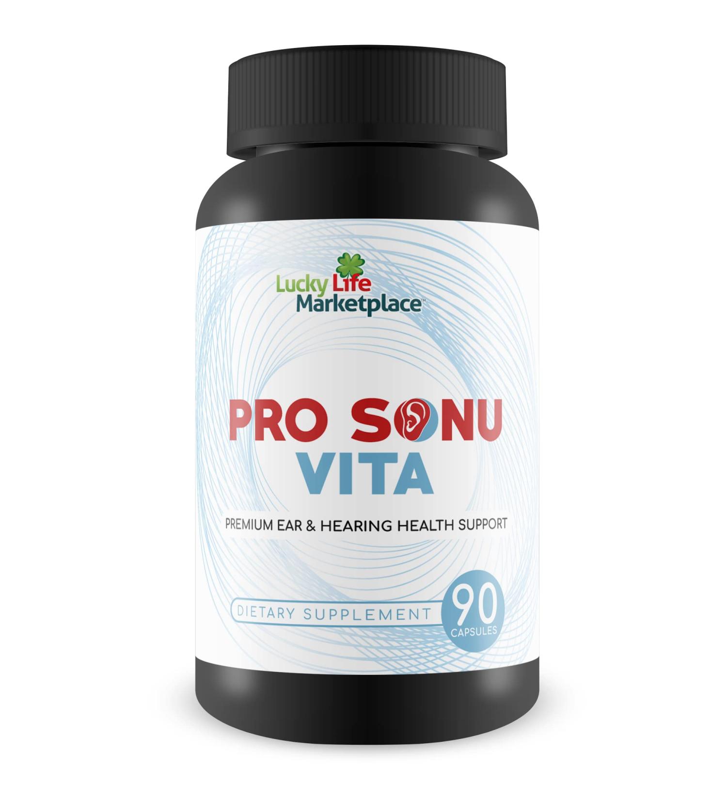 Pro Sonu Vita - Natural Ear Support Supplement for Improved Auditory Function & Hearing - Vitamins, Minerals, Antioxidants & Herbs for Inner Ear & Middle Ear Health - Buy Online on GoSupps.com