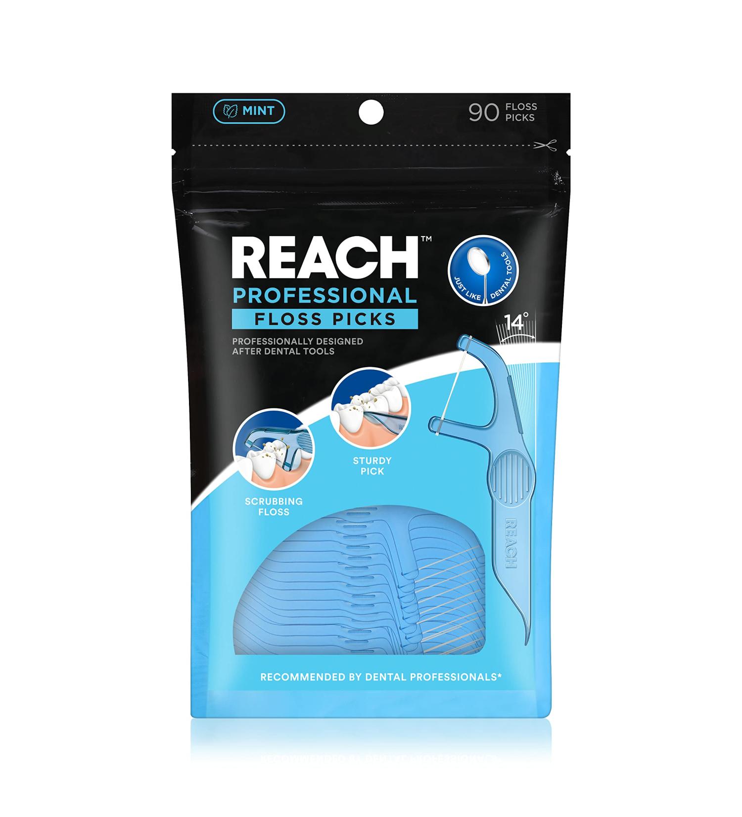 REACH Interdental Floss - Cute Angle for Easy Access Vented Grip Mint Flavor 90 Count - International Shipping Available - Buy Online on GoSupps.com