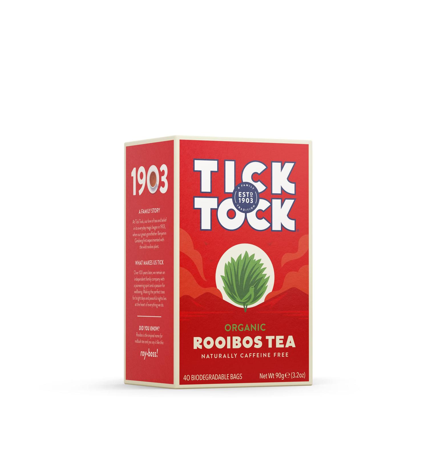 Tick Tock Teas Organic Original Rooibos Tea Bags - 40 Count (Pack of 1) - Buy Online on GoSupps.com