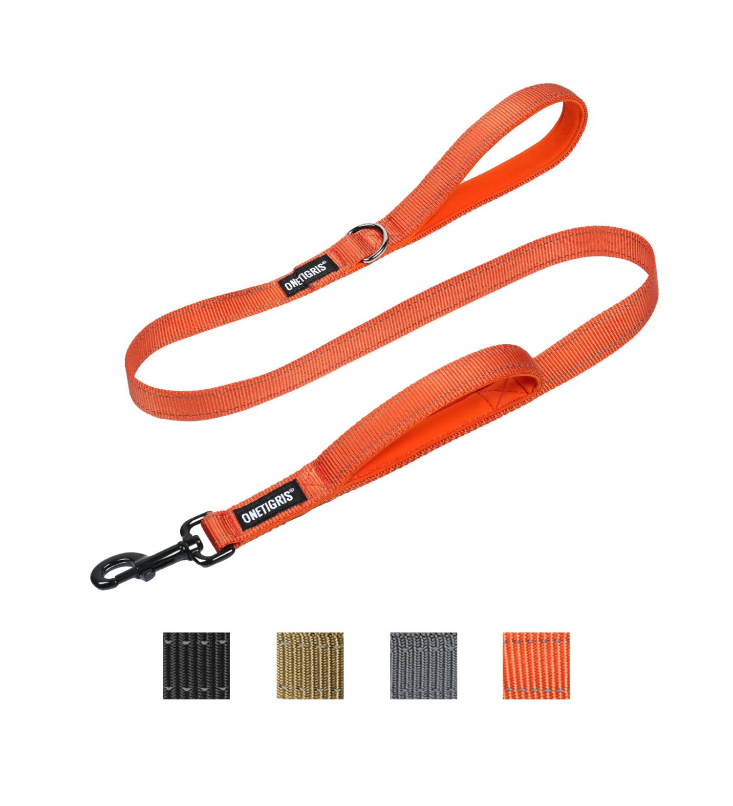 OneTigris Double Dog Leash with Reflective Stripes | S (122cm) Orange - Durable & Safe for International Shipping - Buy Online on GoSupps.com