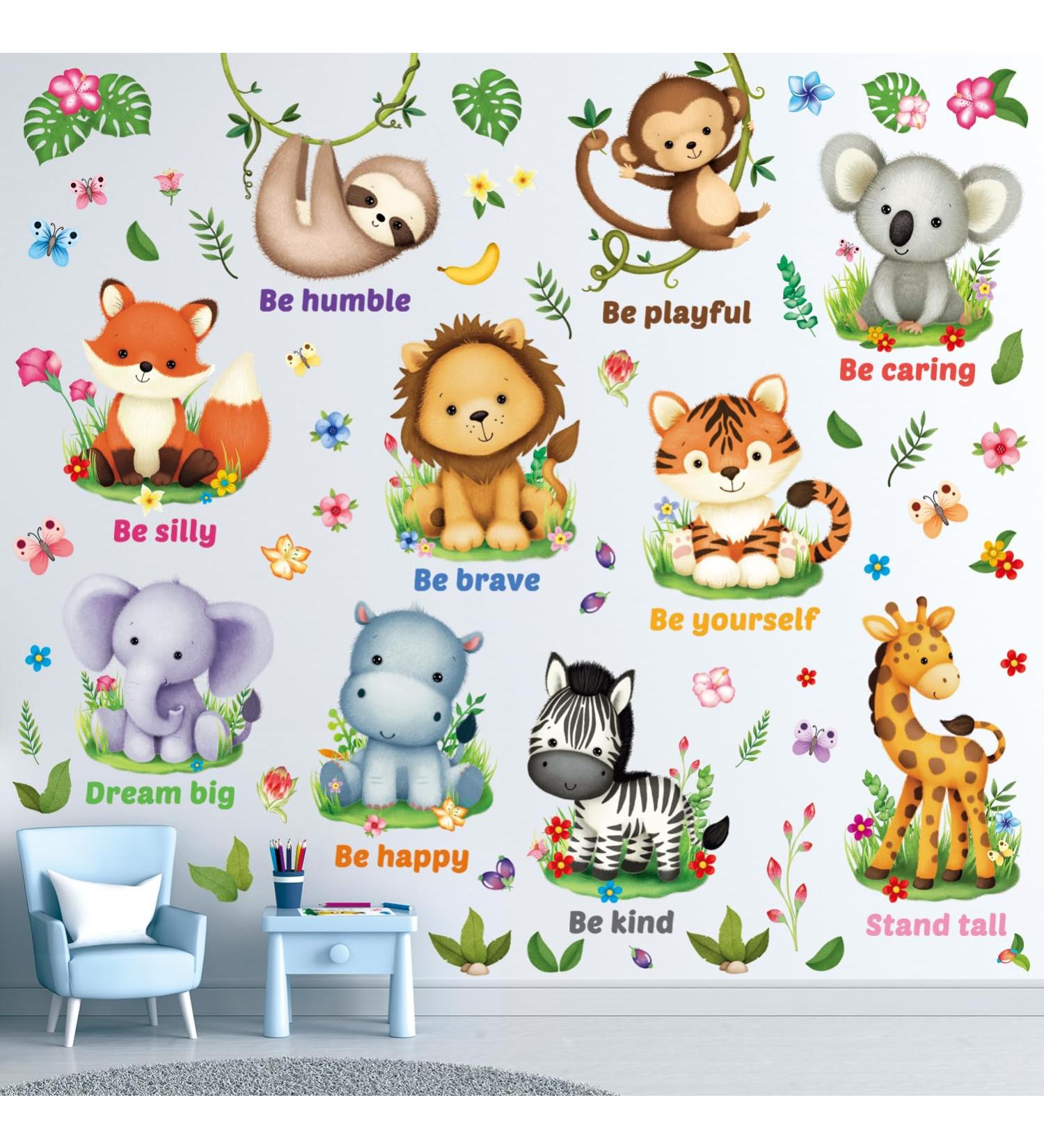 DECOWALL DS12-8074 Jungle Animal Wall Decals - Removable Safari Animal Sticker with Quotes for Kids Nursery - Buy Online on GoSupps.com