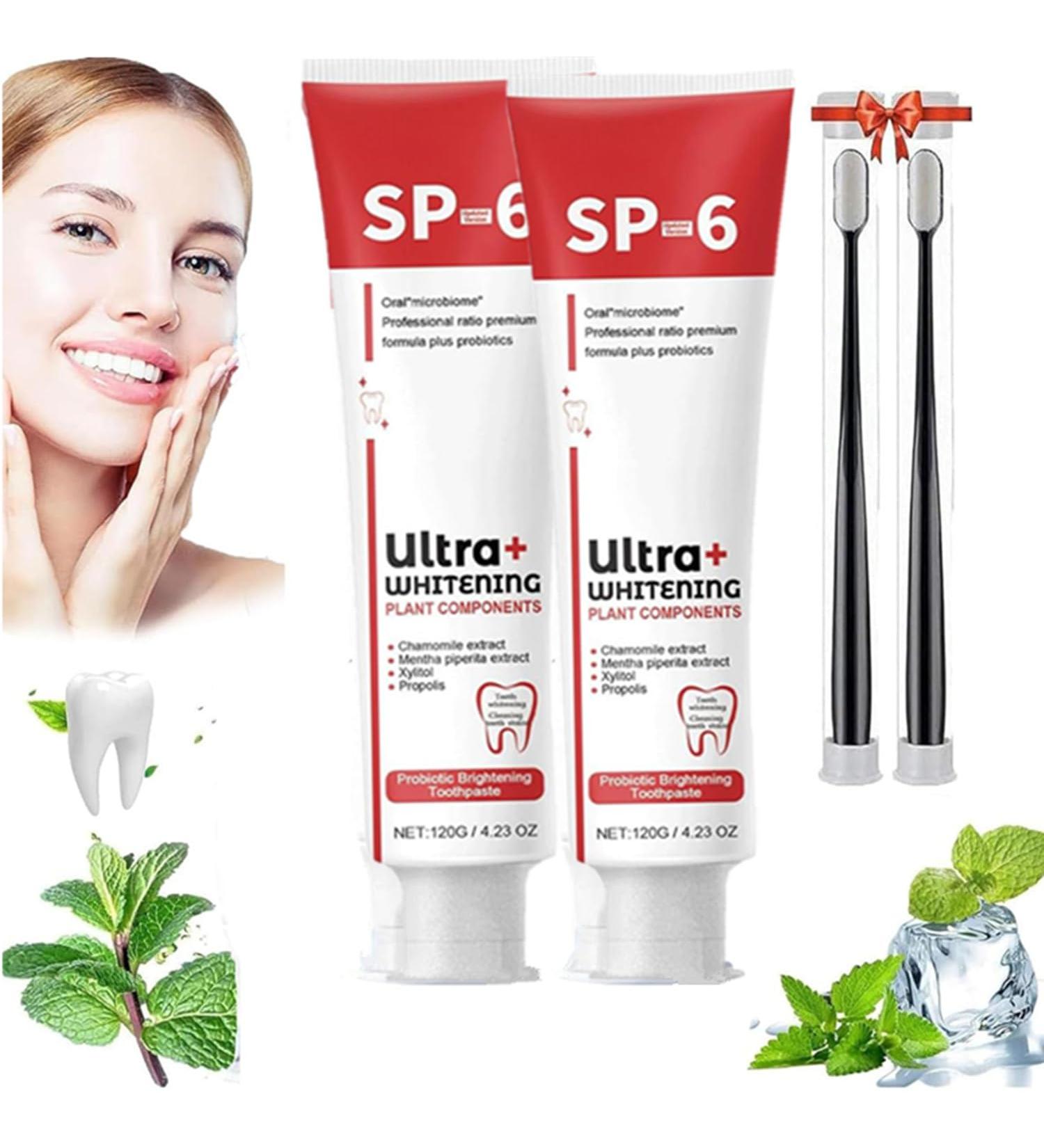SP-6 Ultra Whitening Probiotic Brightening Toothpaste Brighten Your Smile with Dual Pack (2PCs) Best Whitening Toothpaste for All Skin Types - Buy Online on GoSupps.com