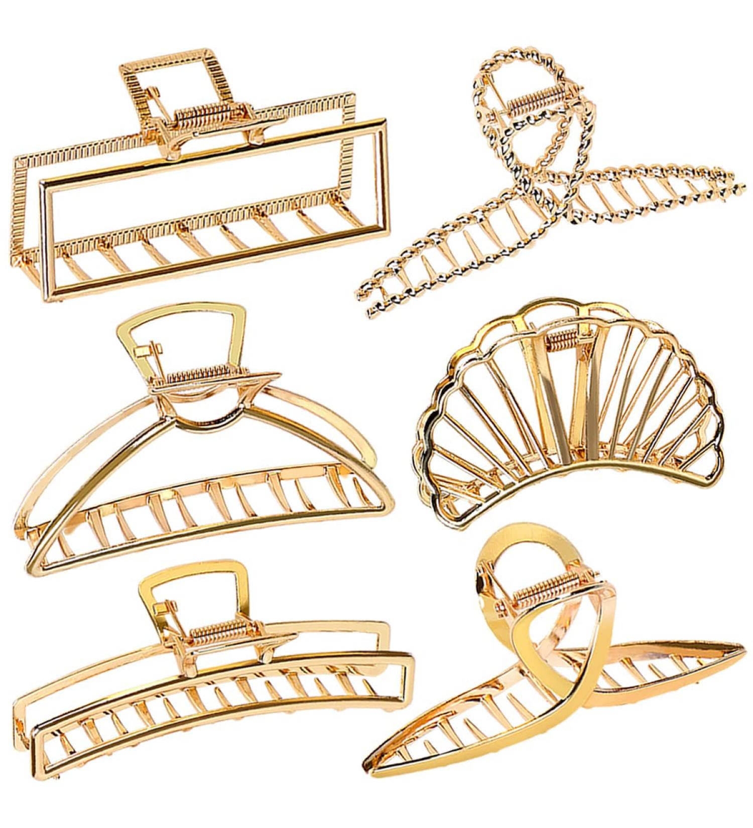 6 Pcs Large Gold Hair Clips for Women - Strong Hold Claw Clips for Thick & Thin Hair - Fashion Hair Accessories - Buy Online on GoSupps.com
