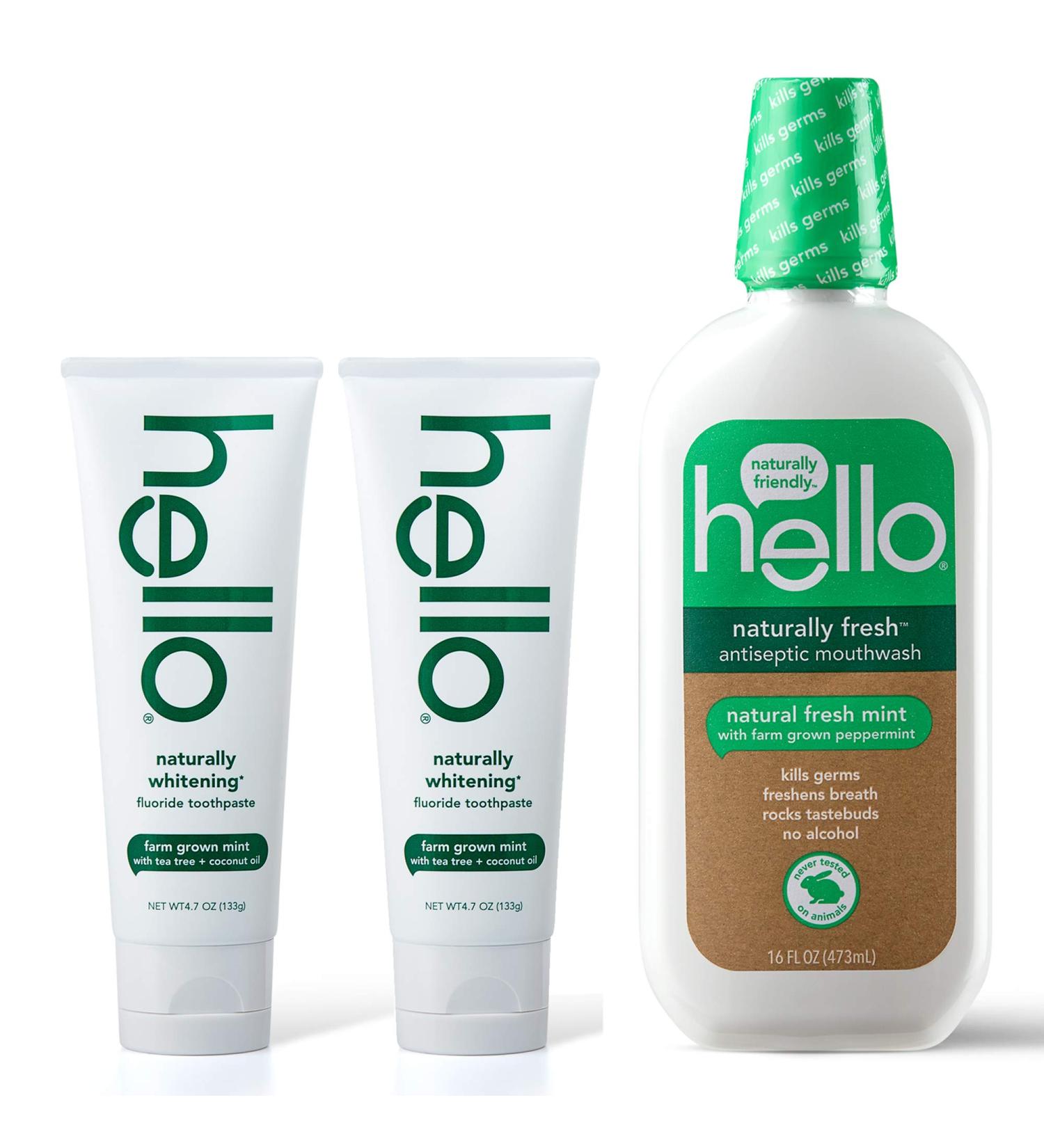 Farm Grown Mint Whitening Toothpaste and Antiseptic Mouthwash Set - Alcohol-Free, Vegan, SLS-Free, Gluten-Free - 4.7oz Tubes (2 pack) + 16oz Bottle - Buy Online on GoSupps.com