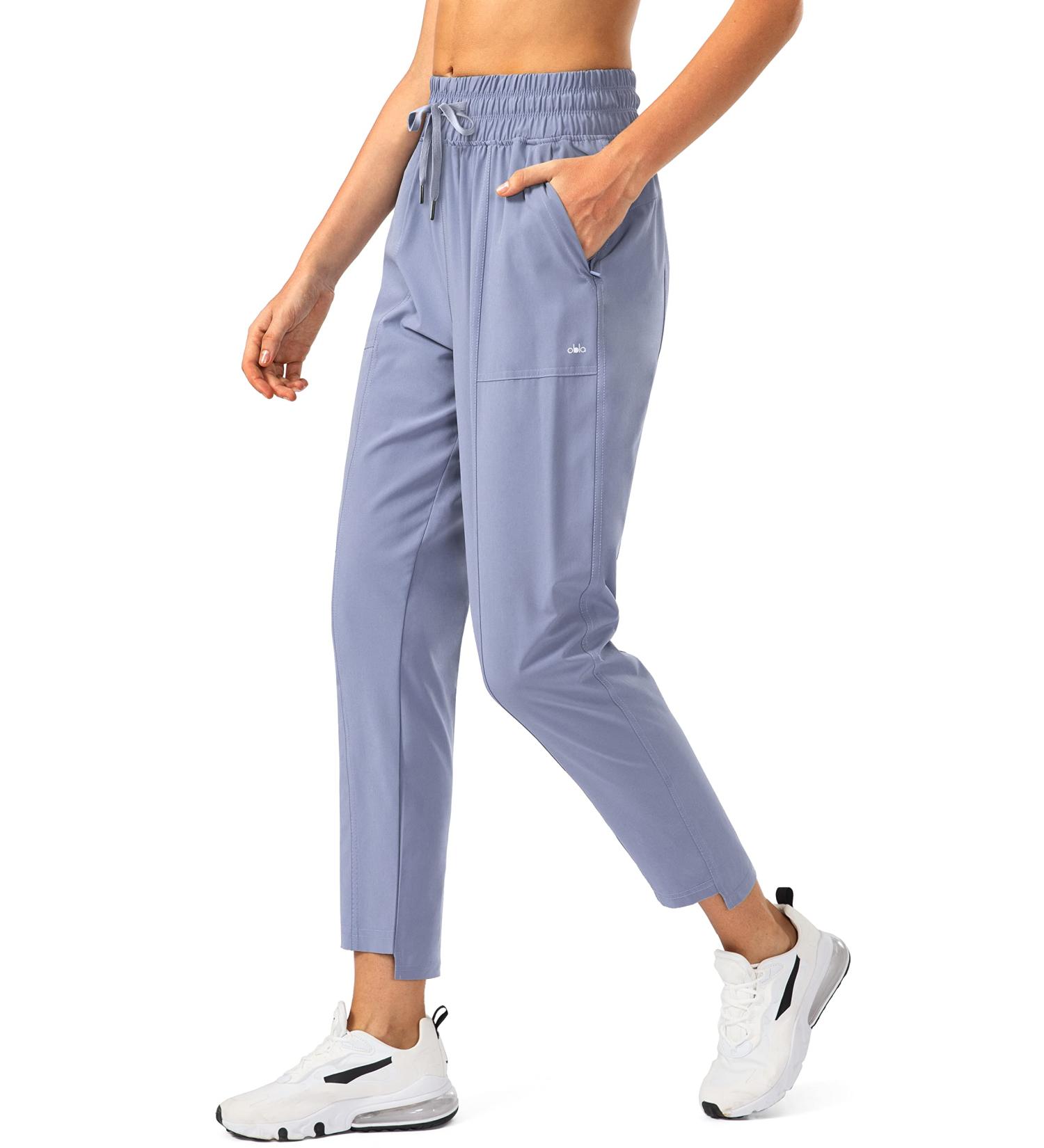 Obla Women's Lightweight Golf Pants | High Waisted Ankle Pants with Zipper Pockets Light Blue (Size Small) - Buy Online on GoSupps.com