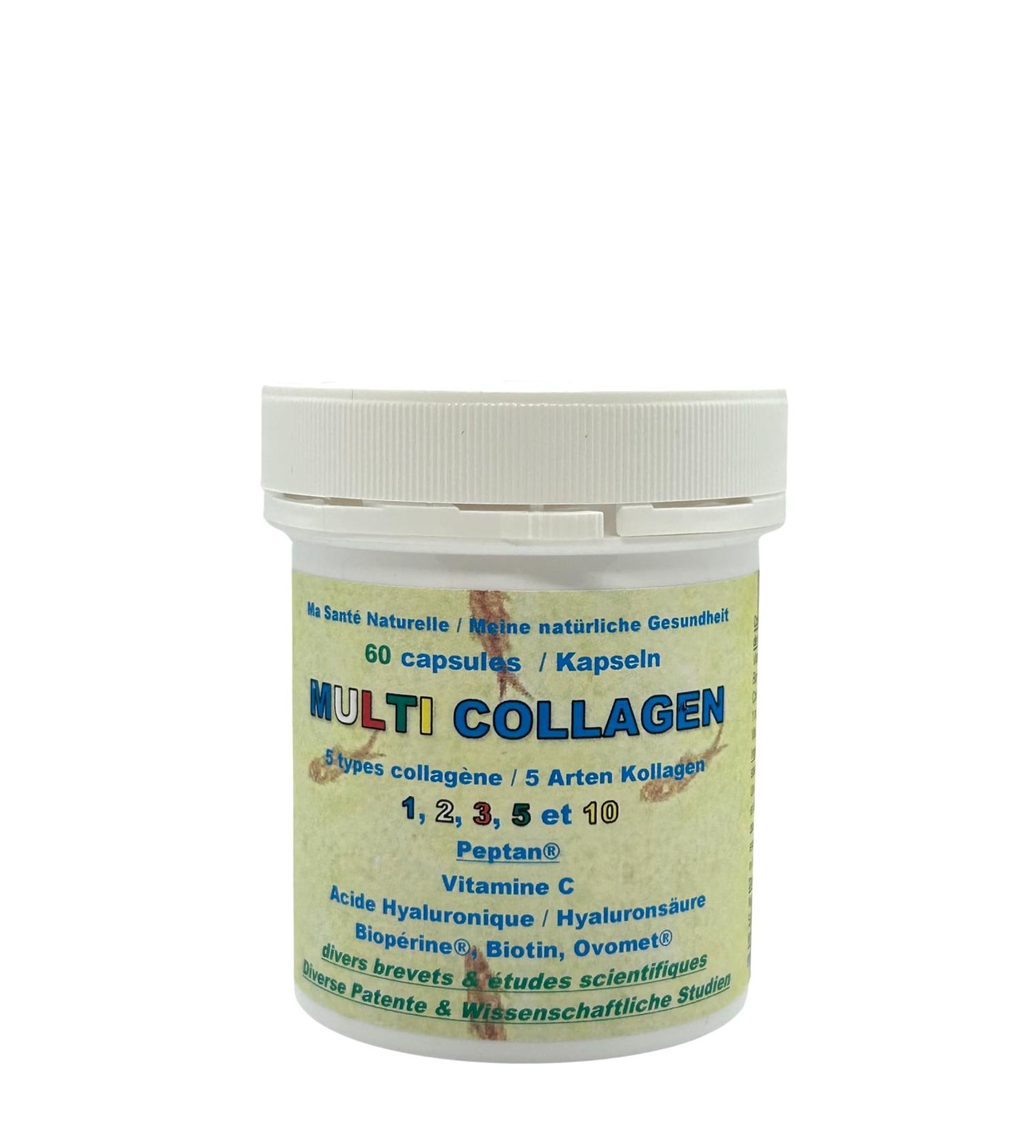 Multi Collagen Patented Peptan Collagen + Hyaluronic Acid + Vitamin C + Bioperine + Ovomet + Biotin - Various Patents + Clinical Studies - 60 Capsules 1 Month of Treatment - Also 120 and 240 - Buy Online on GoSupps.com