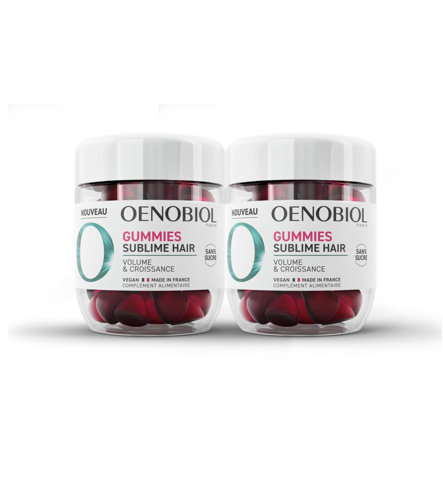 Oenobiol Gummies Hair - Favorise la Croissance Redonne du Volume - Programme 2 Mois - 2 x 60 Gummies - Ar me Naturel Cerise - Compl ment Alimentaire - sans Sucre - Vegan - Made In France Lot de 2 - Buy Online on GoSupps.com